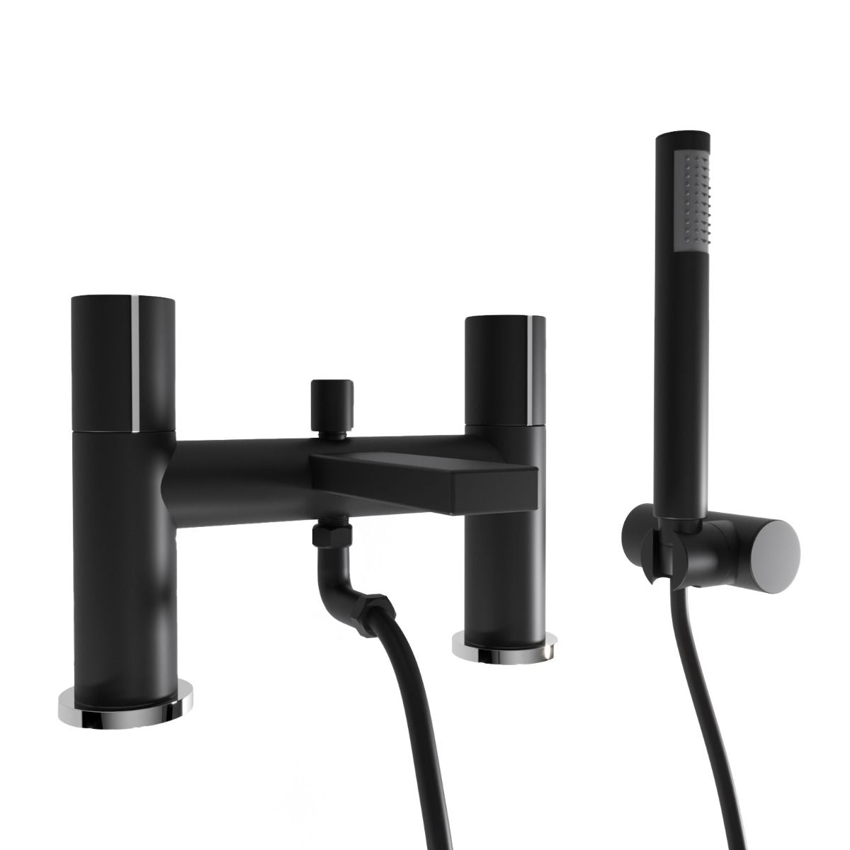 Arte Deck Mounted Handleless Bath Shower Mixer Matt Black With Handset And Adjustable Holder