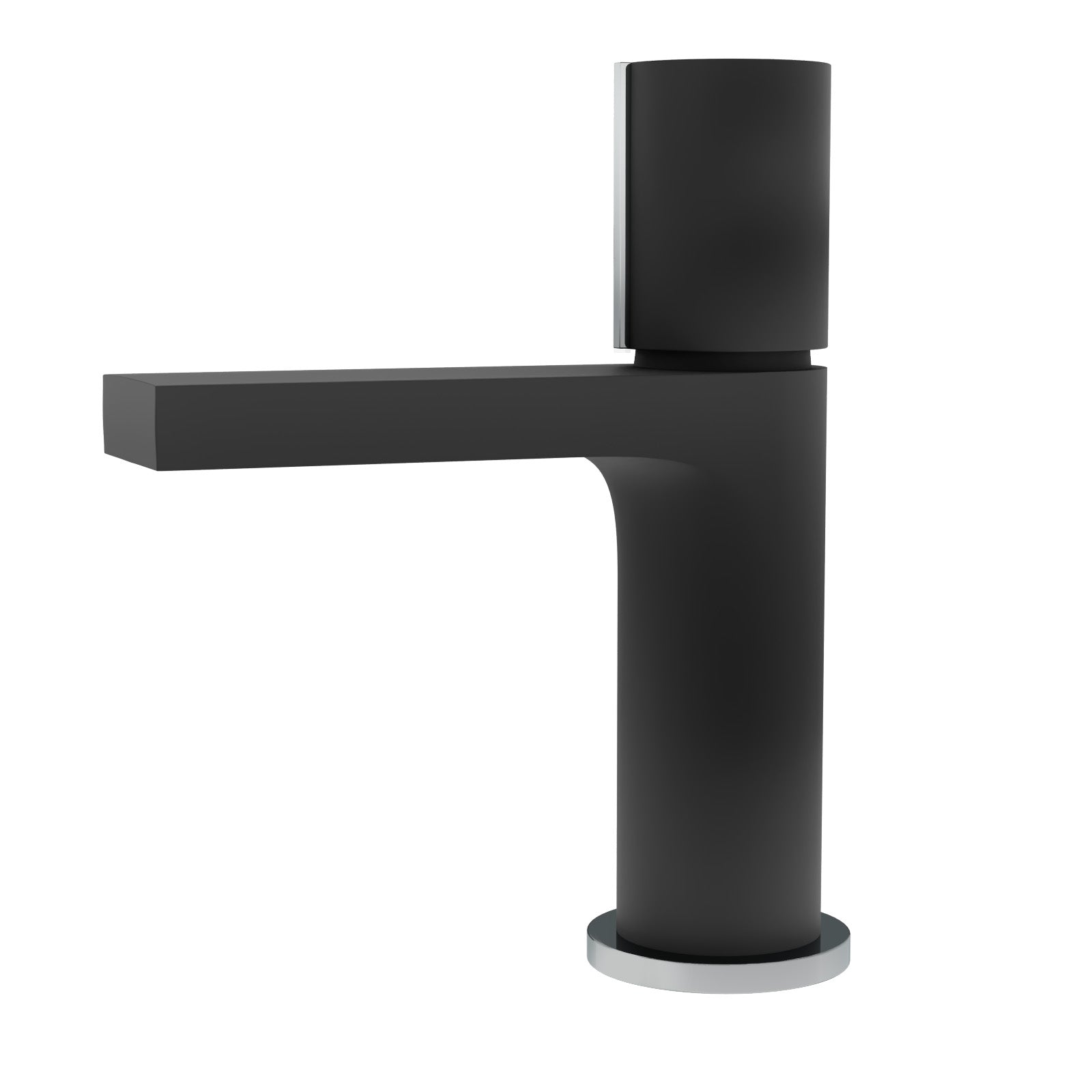 Arte Matt Black Handleless Futuristic Basin Mixer Tap Deck Mounted Brass Core