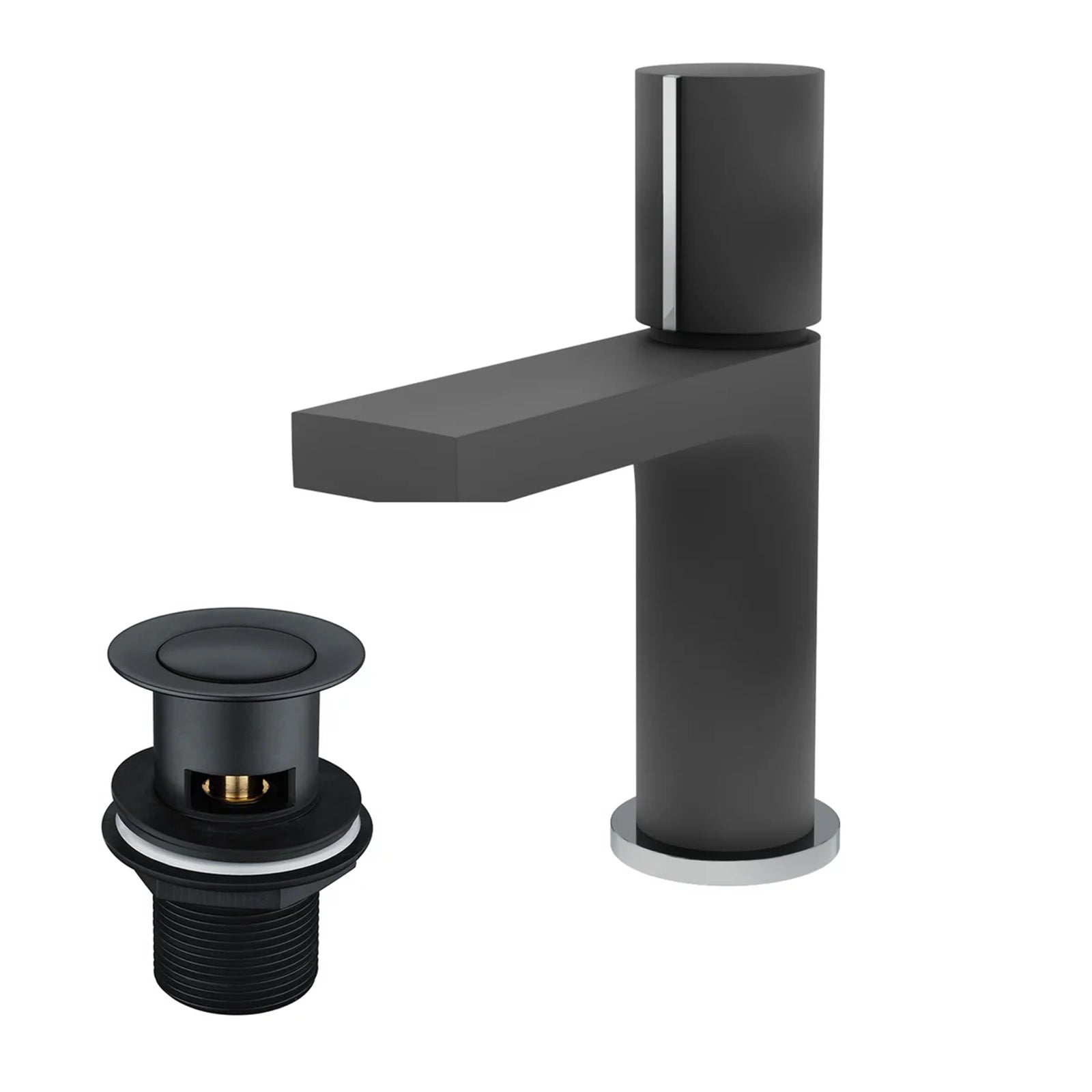 Basin Mono Mixer Matte Black & Slotted Basin Waste