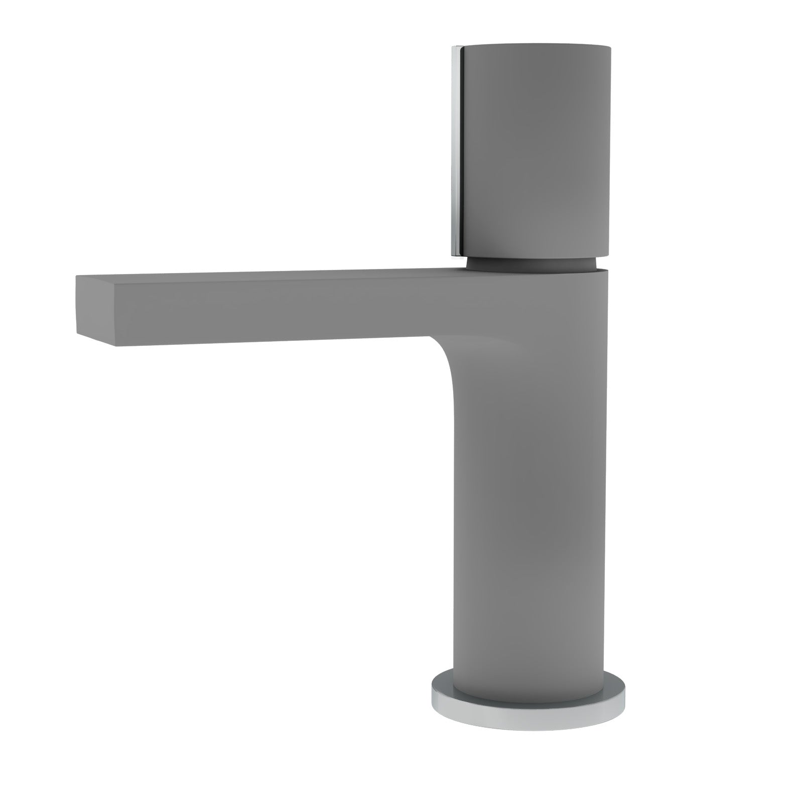 Matt Grey Futuristic Basin Mixer Tap Deck Mounted Brass Core