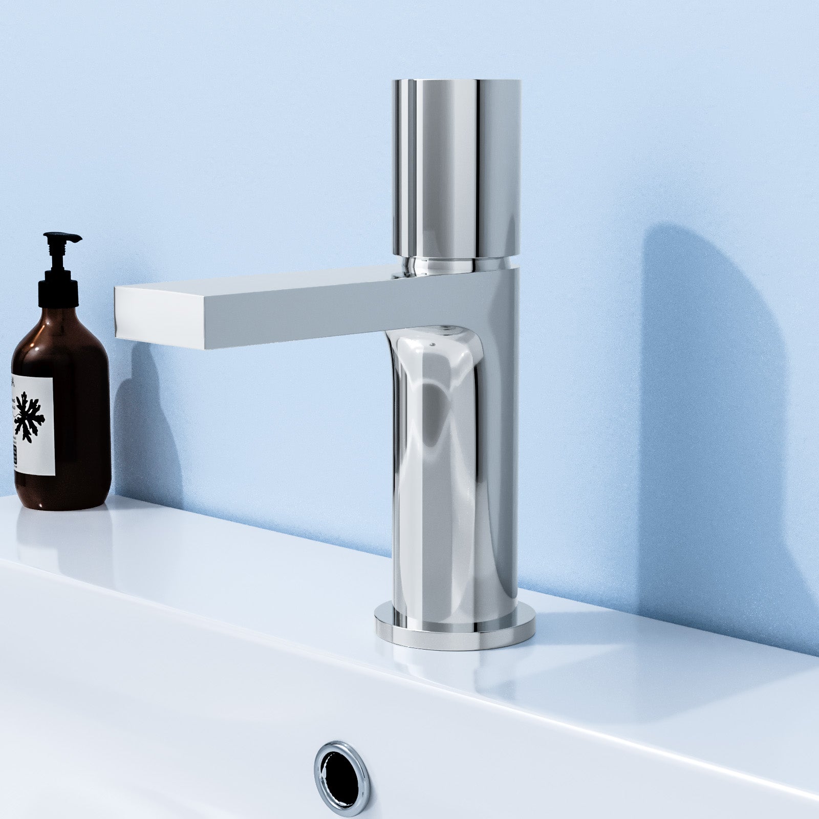 Chrome Handleless Arte Futuristic Basin Mixer Tap Deck Mounted Brass C