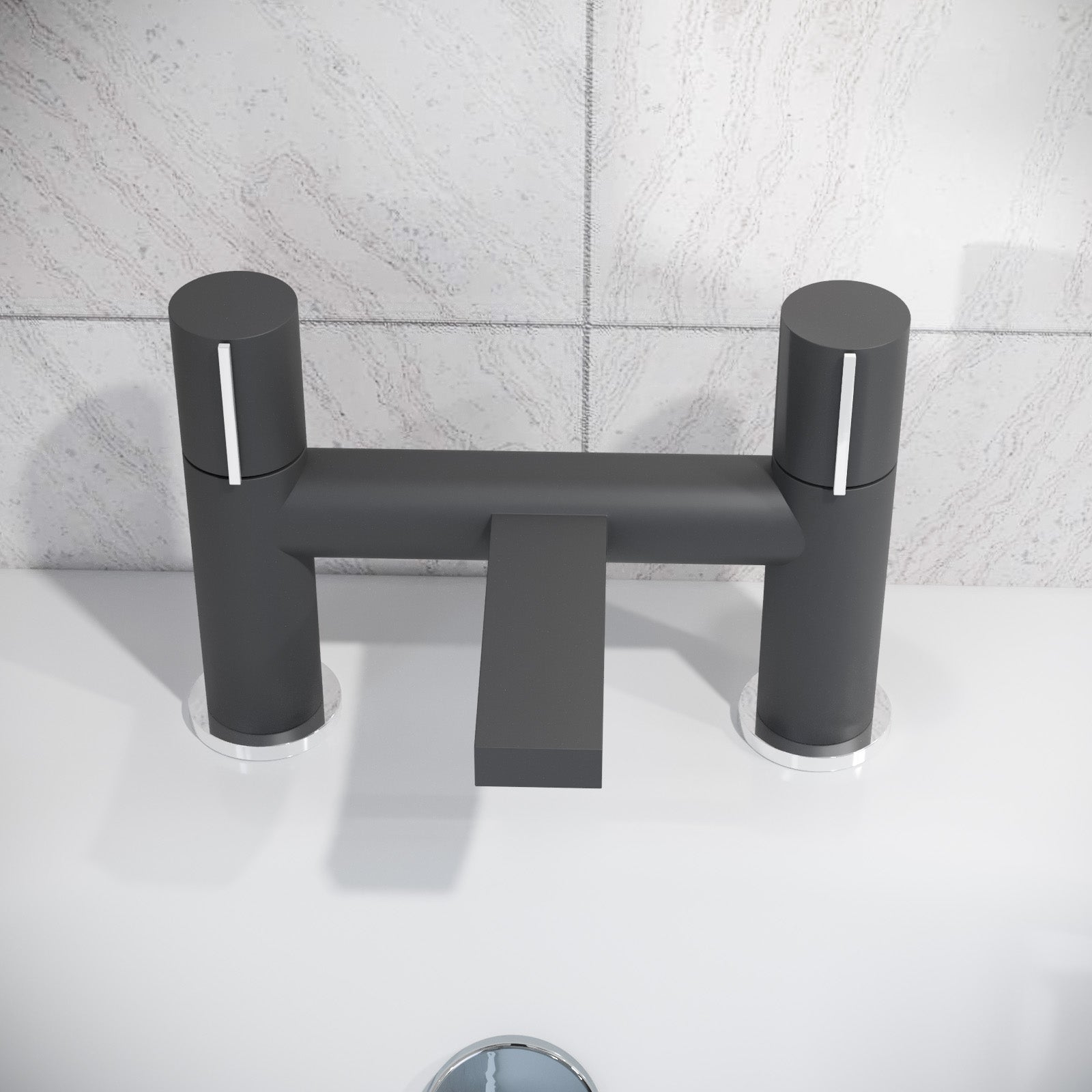 Arte Handleless Futuristic Matt Black Bath Filler Tap Deck Mounted Brass