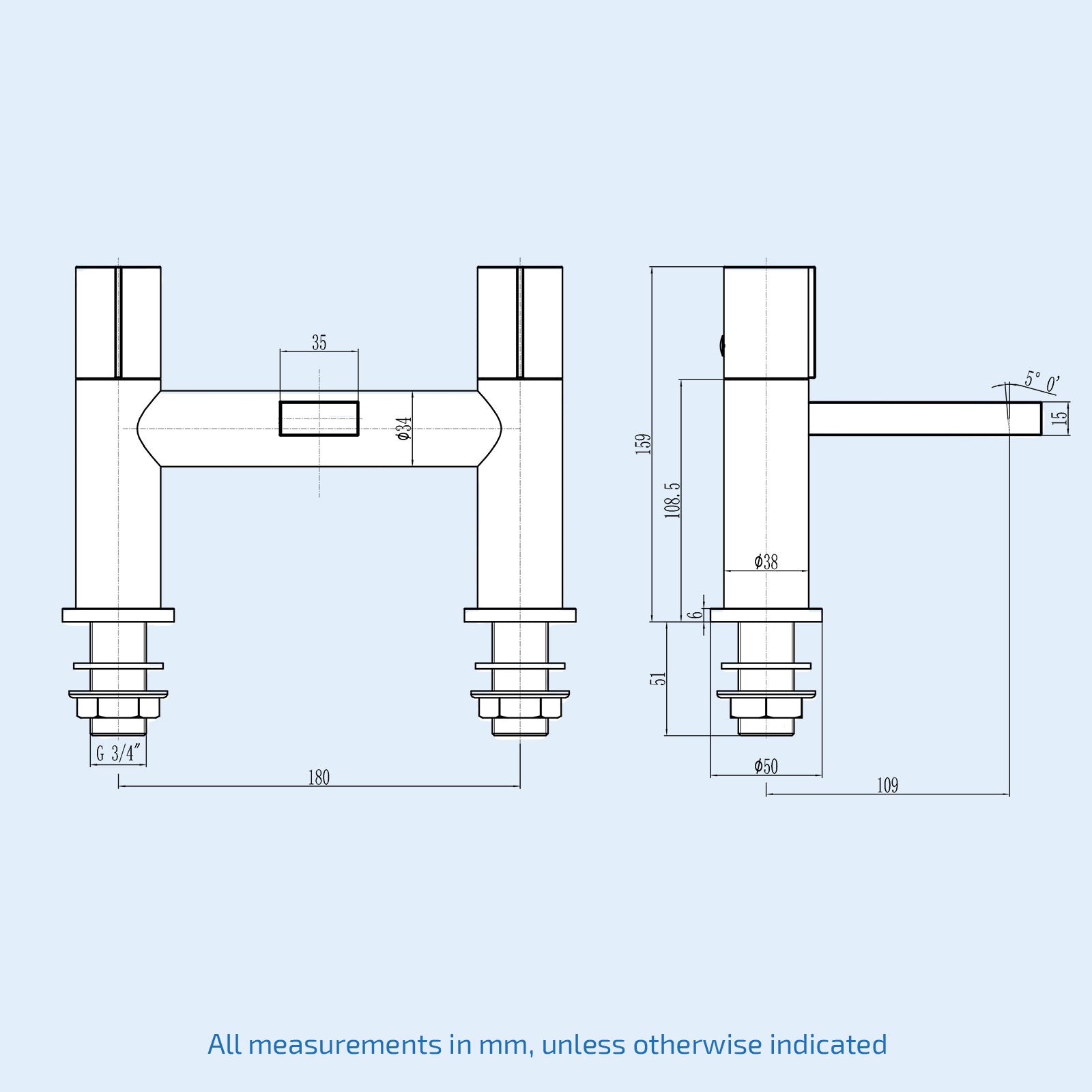 Arte Handleless Futuristic Matt Black Bath Filler Tap Deck Mounted Brass