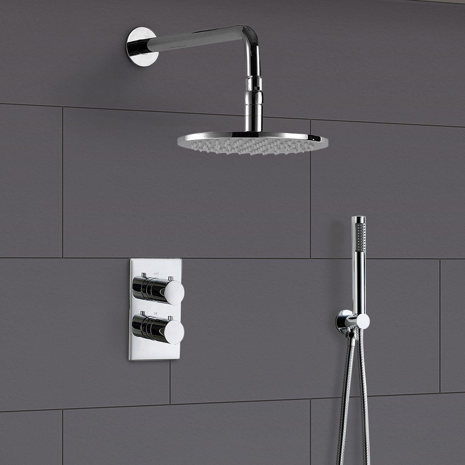 Violet Round Concealed Thermostatic Shower Mixer, Led Shower Head & Handset