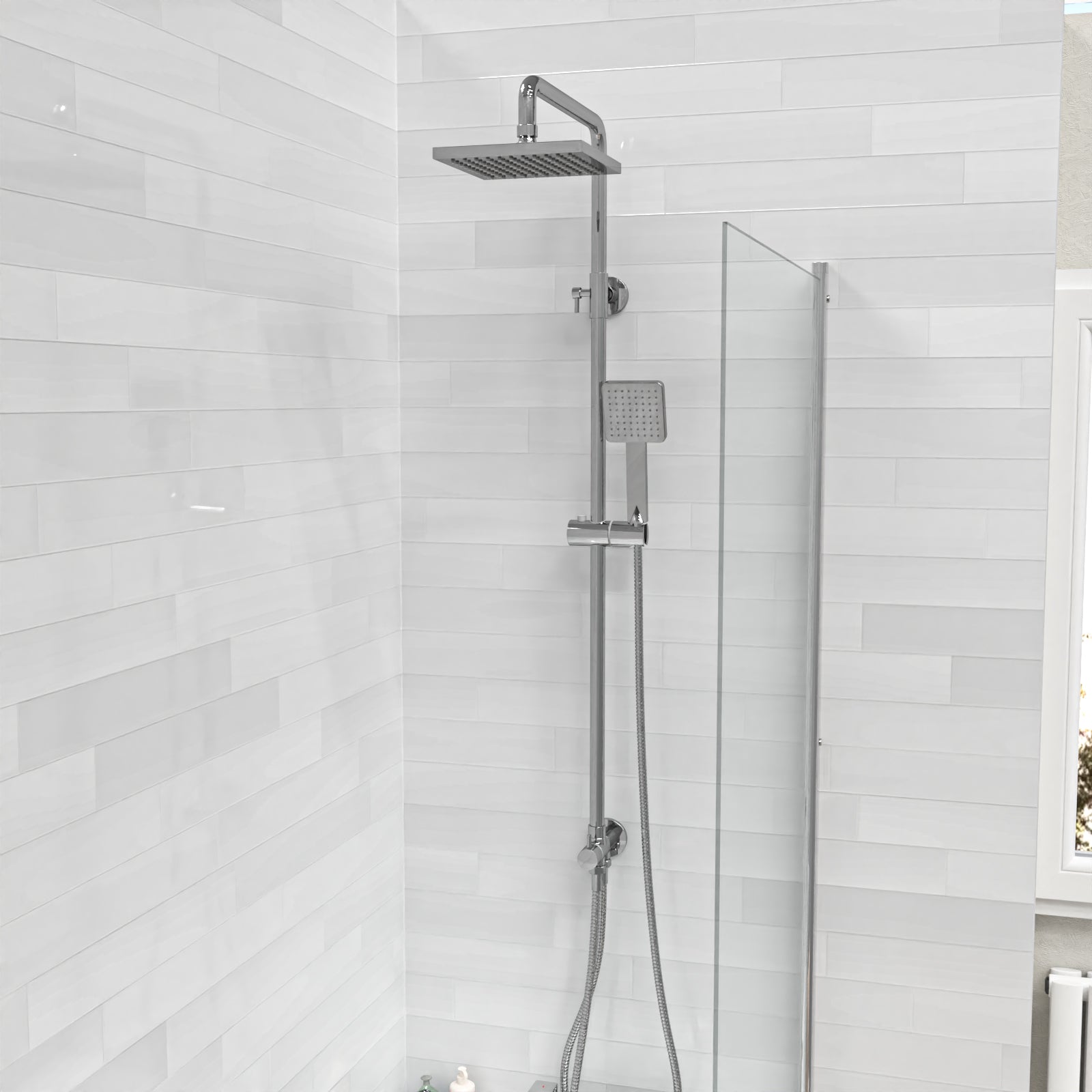 Winstead Modern Exposed Square Shower Single Mode Handset And Riser Rail Kit