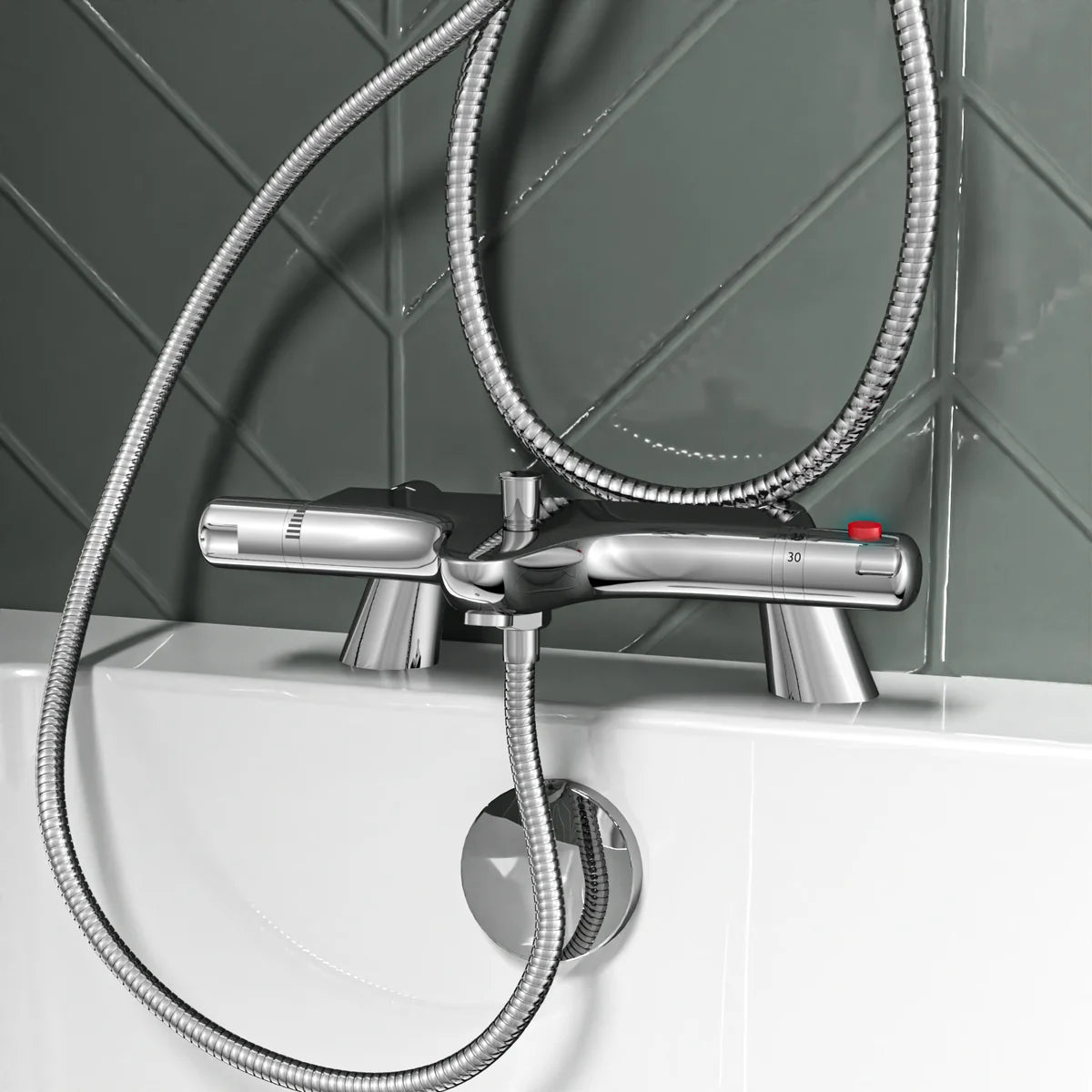 Exposed Shower Set 3 Mode Handset & Thermostatic Bath Filler - Chrome
