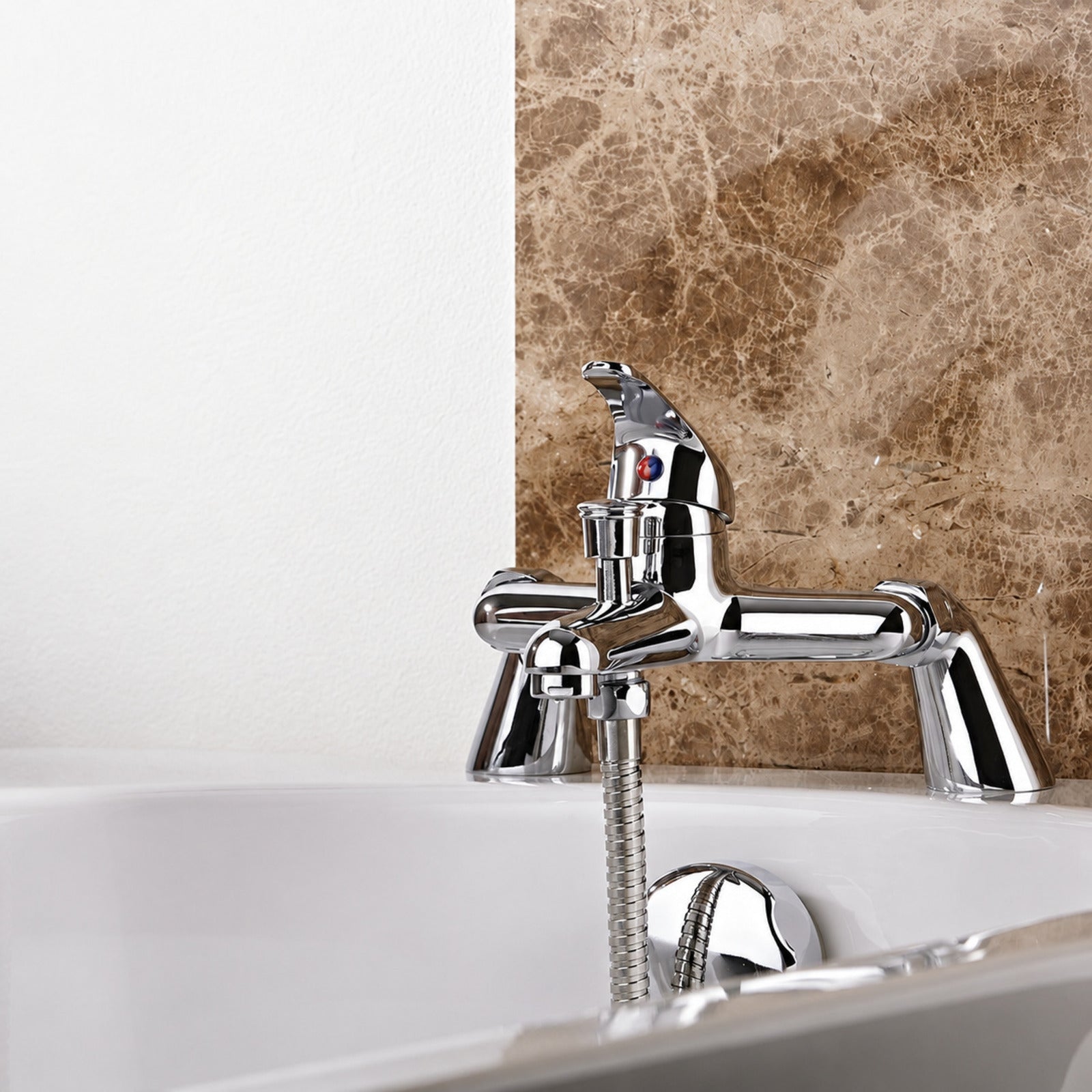 Winstead Chrome Exposed Bath Shower Mixer Handless Slider Rail 3 Mode Handset