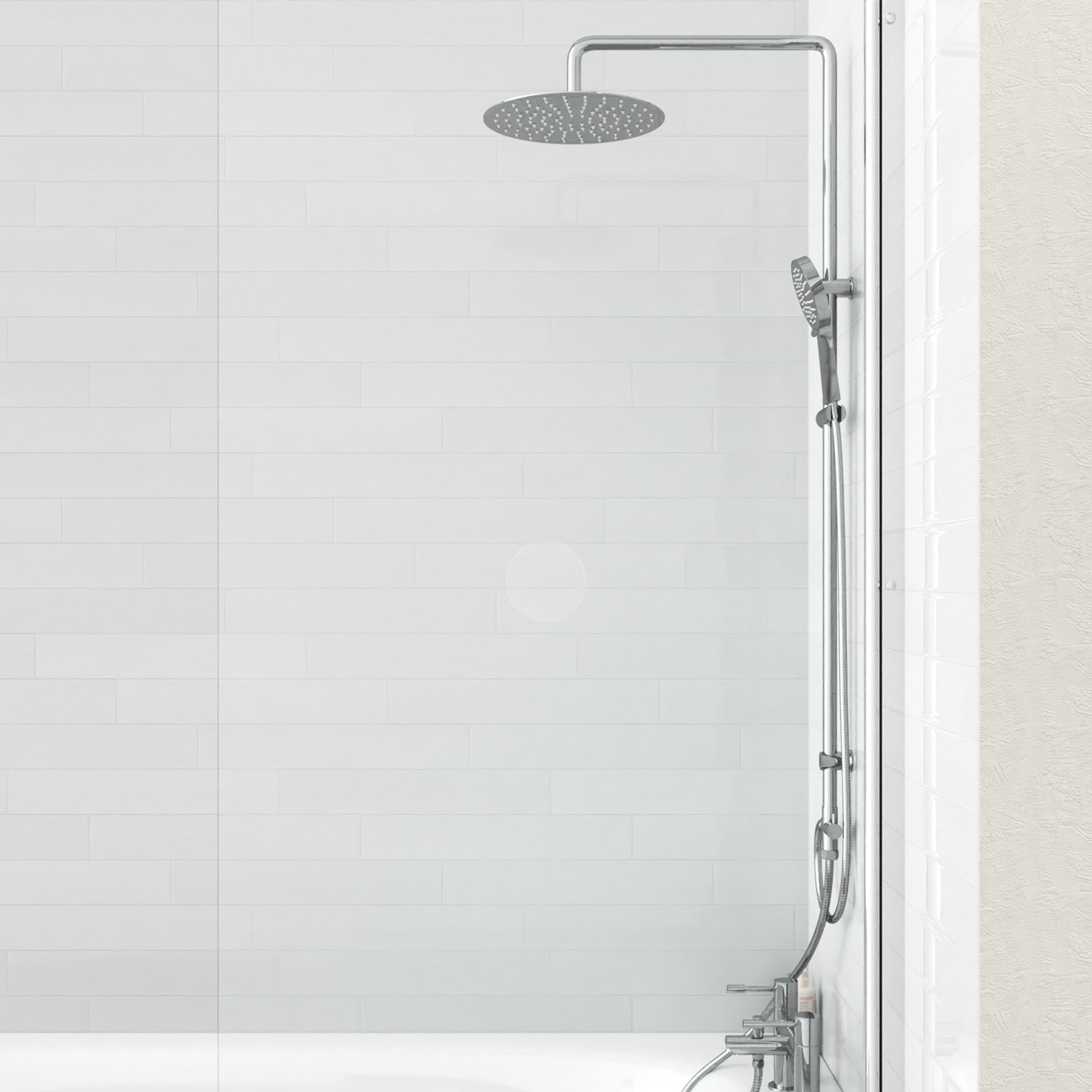 Kinver Modern Exposed Round Shower Mixer Handset & Riser Rail Kit Chrome