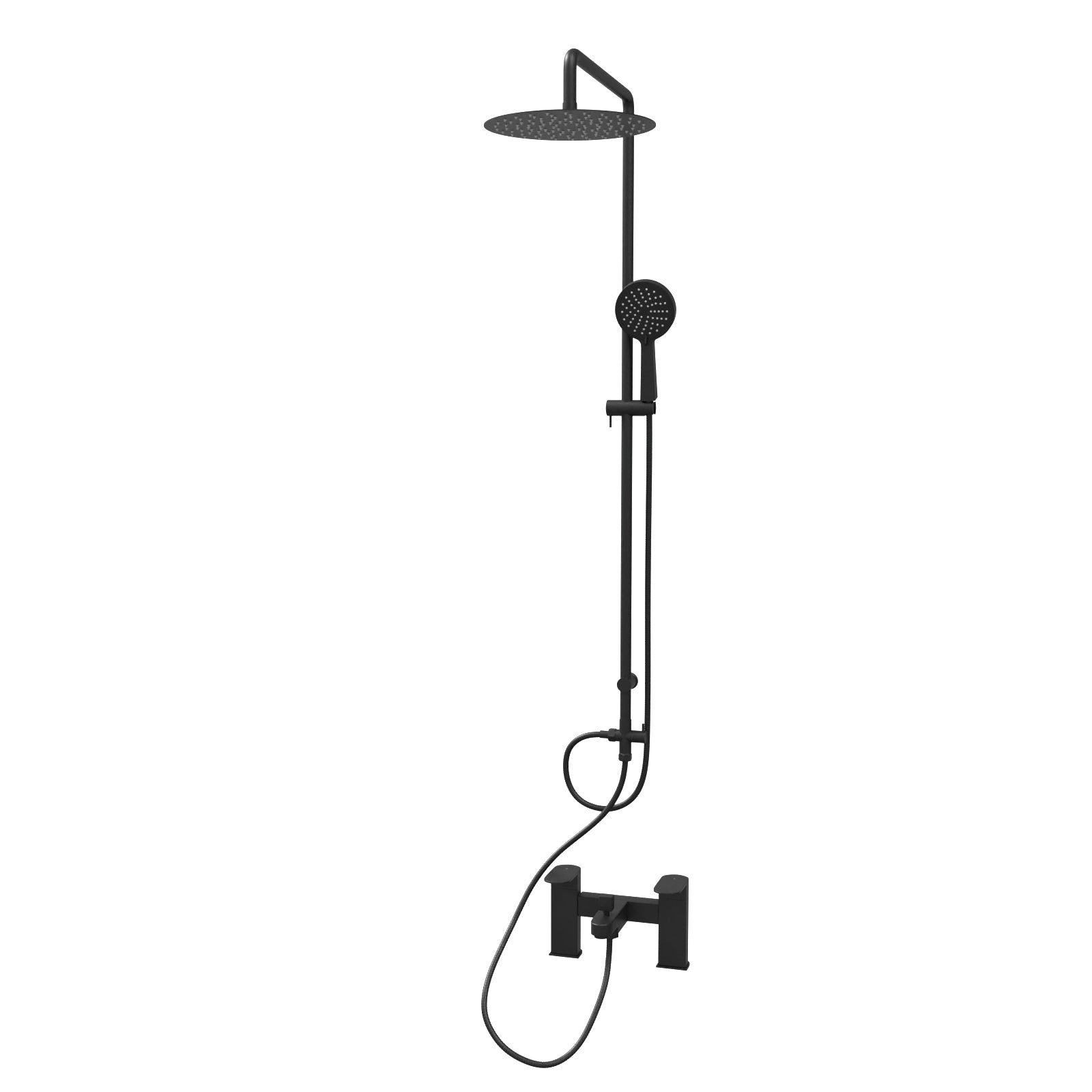 Stamford Round Riser Rail Shower Kit With Bath Filler Tap & Handset Matte Black