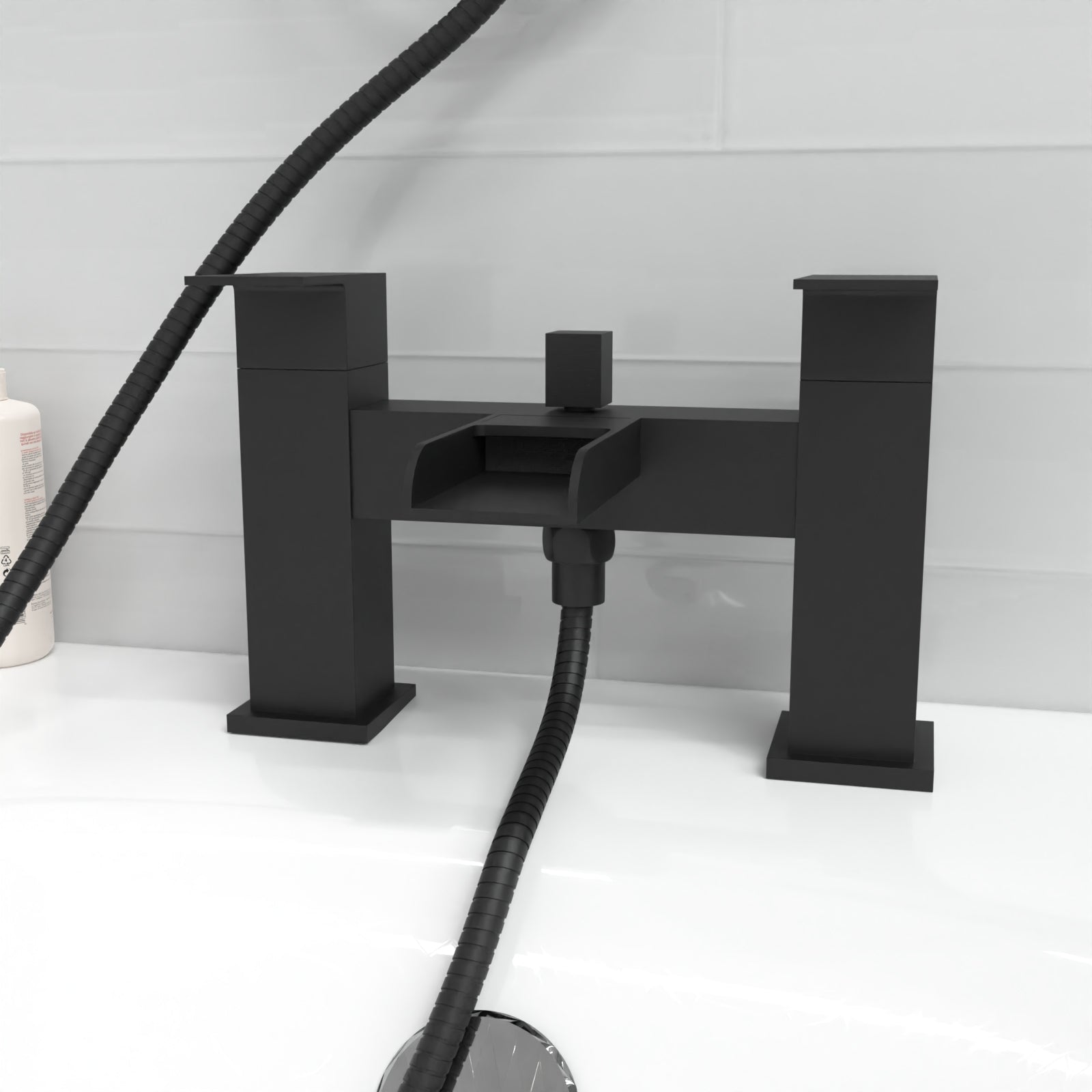 Stamford Round Shower Riser Rail Kit With Waterfall Mixer & Handset Matte Black