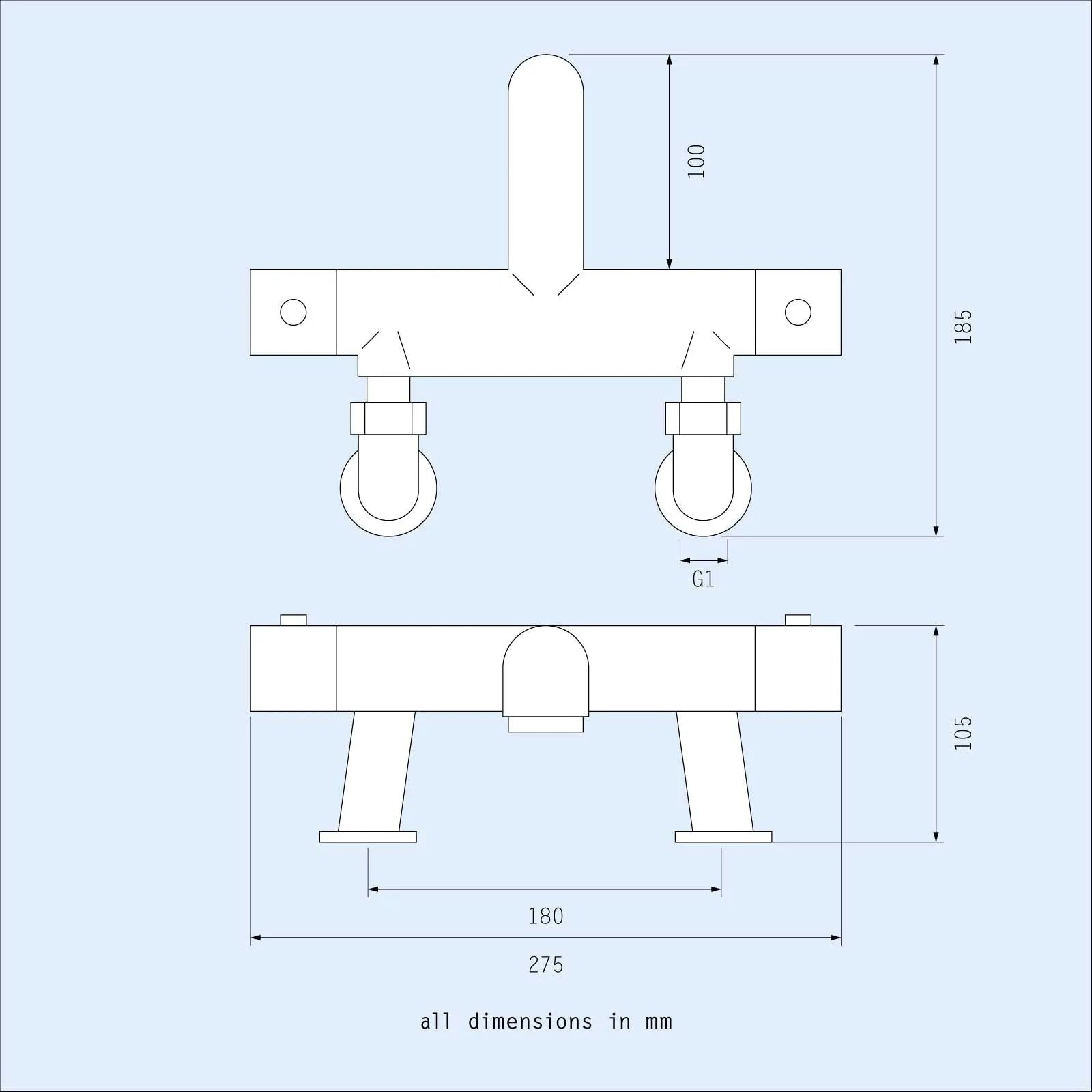 Round Overhead & Hand Shower Thermostatic Mixer & Filler Valve - Chrome