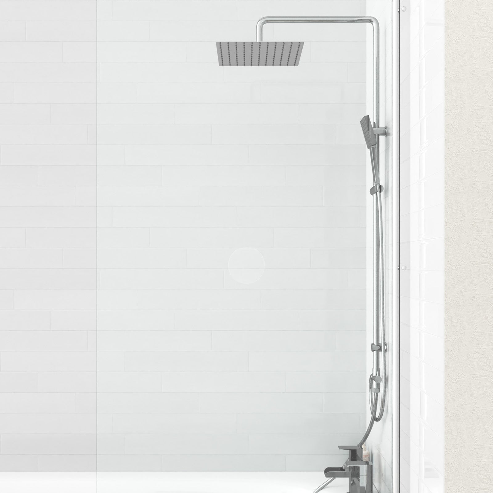 Kinver Modern Exposed Square Shower Mixer Handset & Riser Rail Kit Chrome