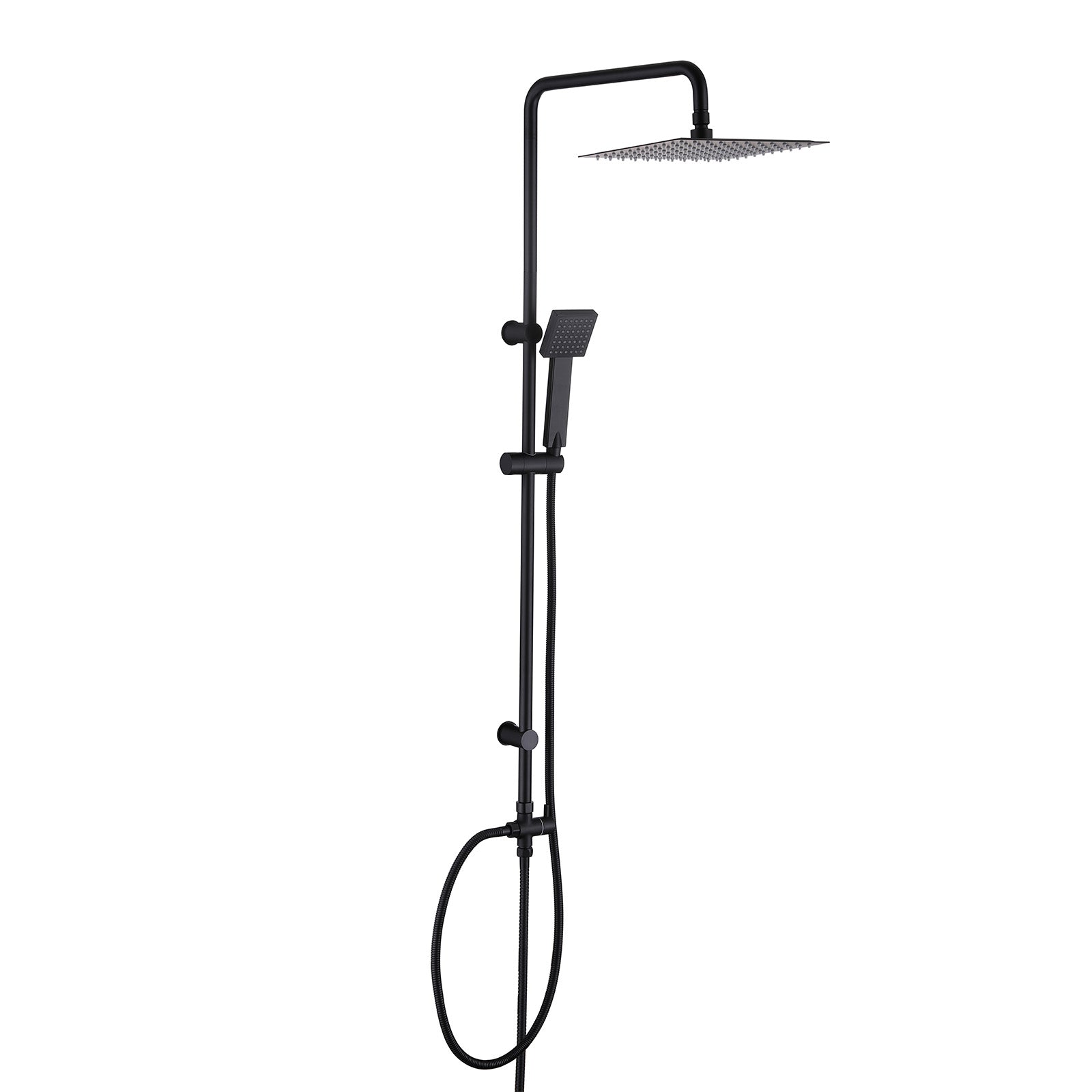 Kinver Modern Exposed Square Shower Mixer Handset & Riser Rail Kit Matte Black