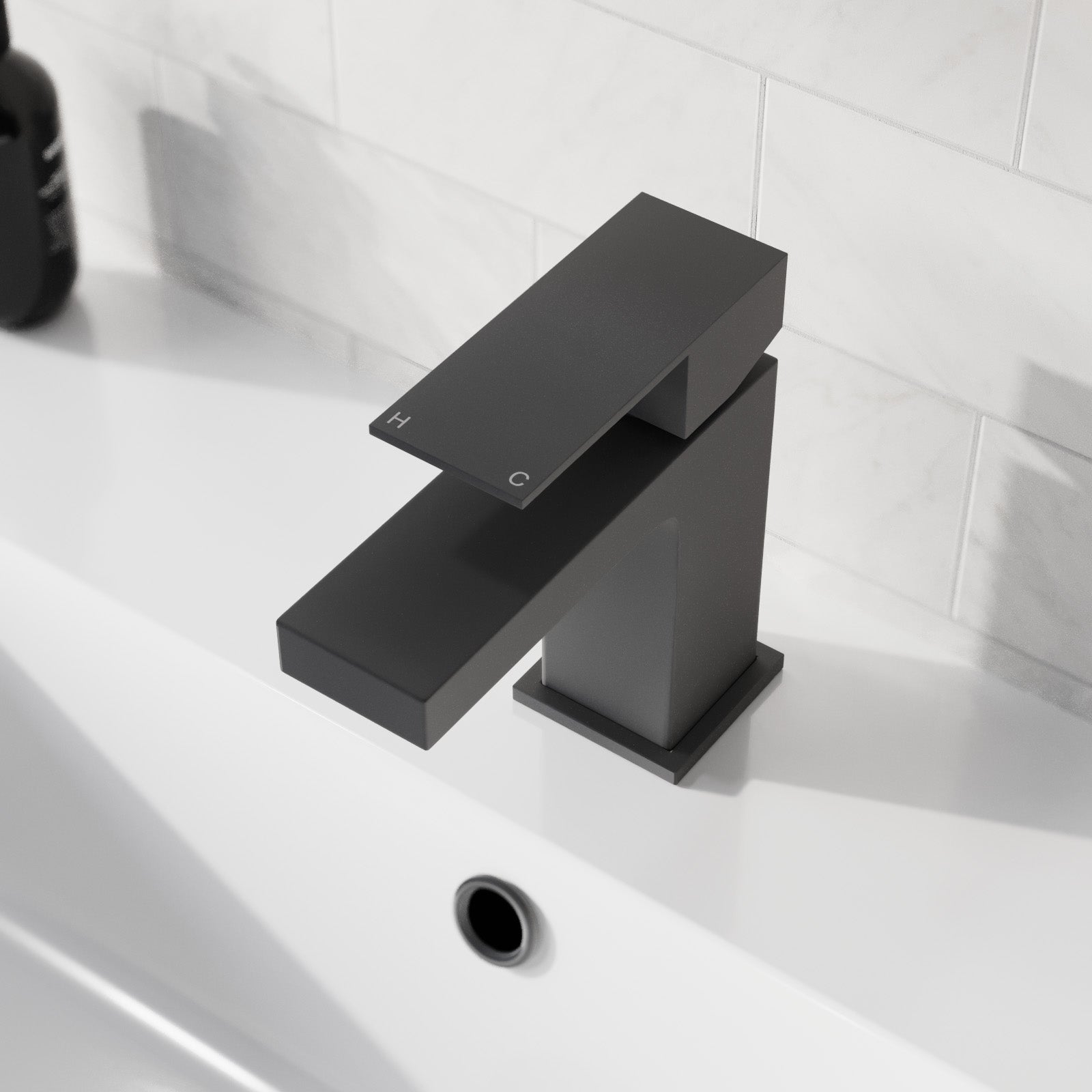 Cube Square Single Lever Bathroom Matte Black Basin Mono Mixer Tap