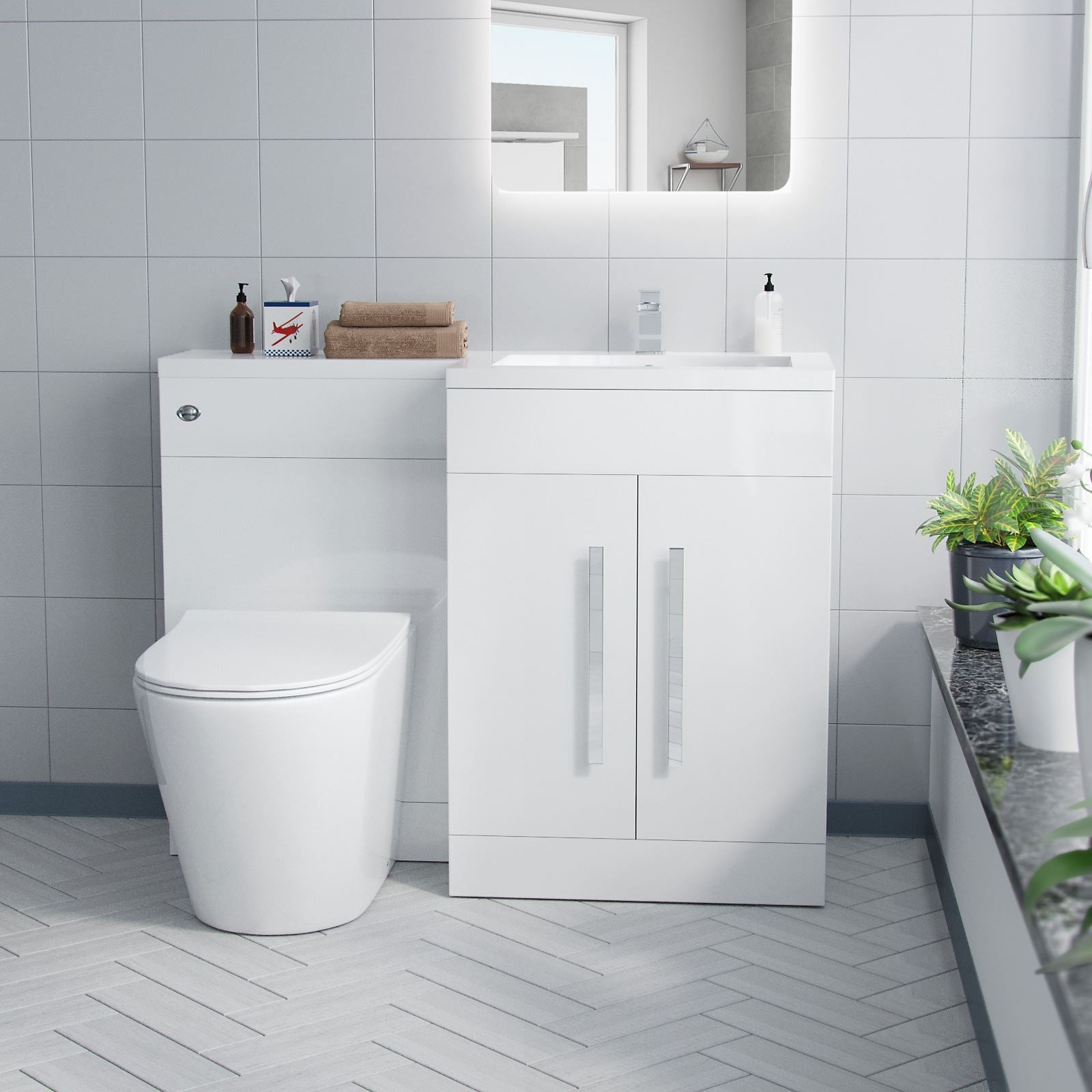 Aric Vanity Sink And WC Back To Wall Rimless Toilet