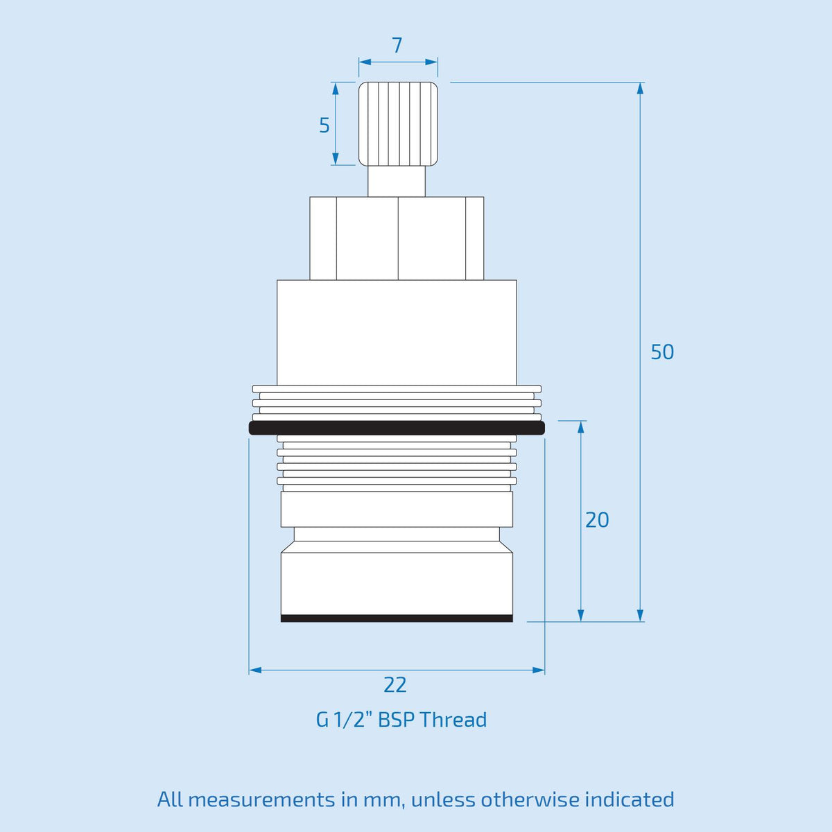 Tap Valve Compression Gland Insert 1/2" BSP 20 Teeth