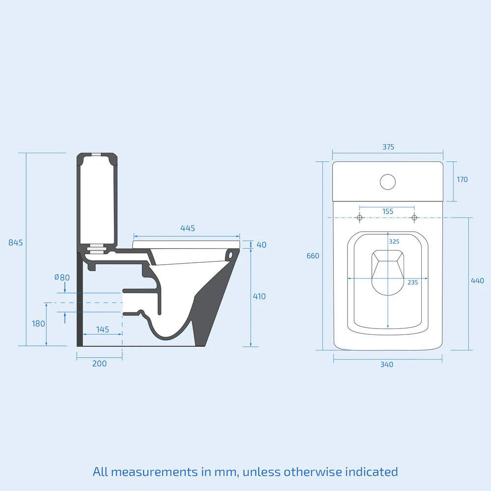 Merton Grey 600mm Wall Hung Vanity Basin Unit & Square Rimless Close Coupled Toilet