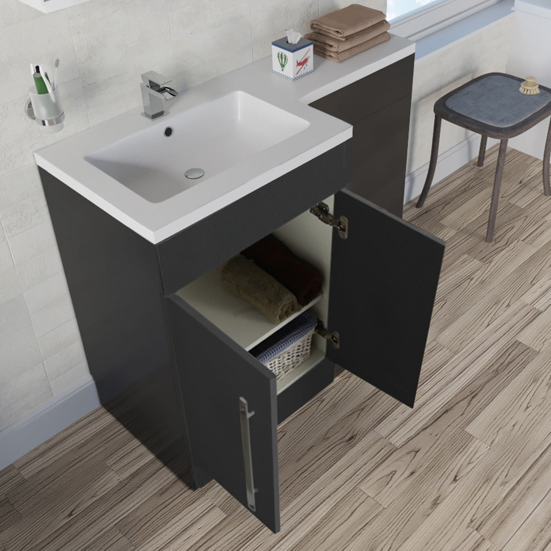 Aric 1100mm Grey Bathroom Basin Combination Vanity Unit