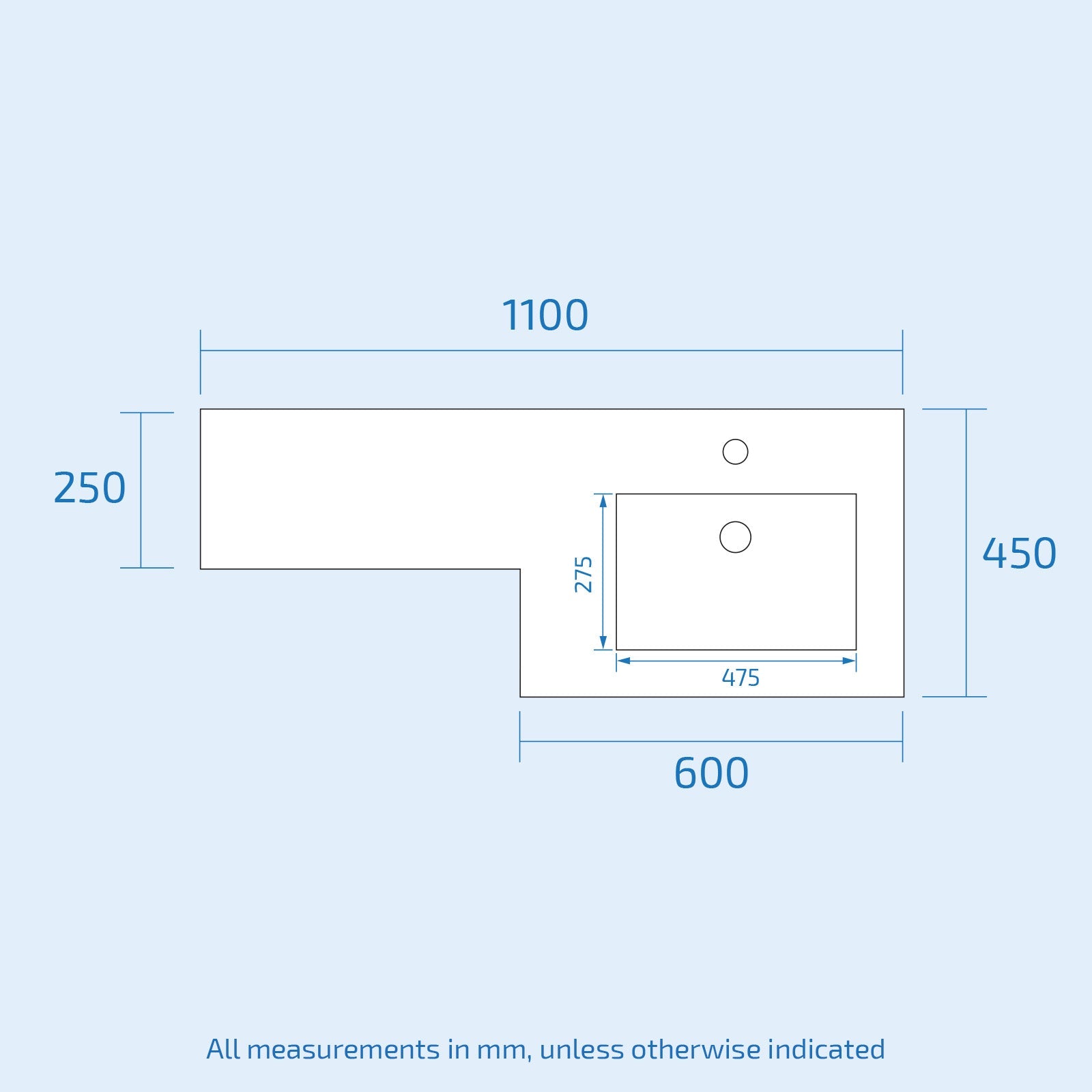 Aric White Gloss Vanity Unit Basin Sink Furniture Cabinet 1100mm