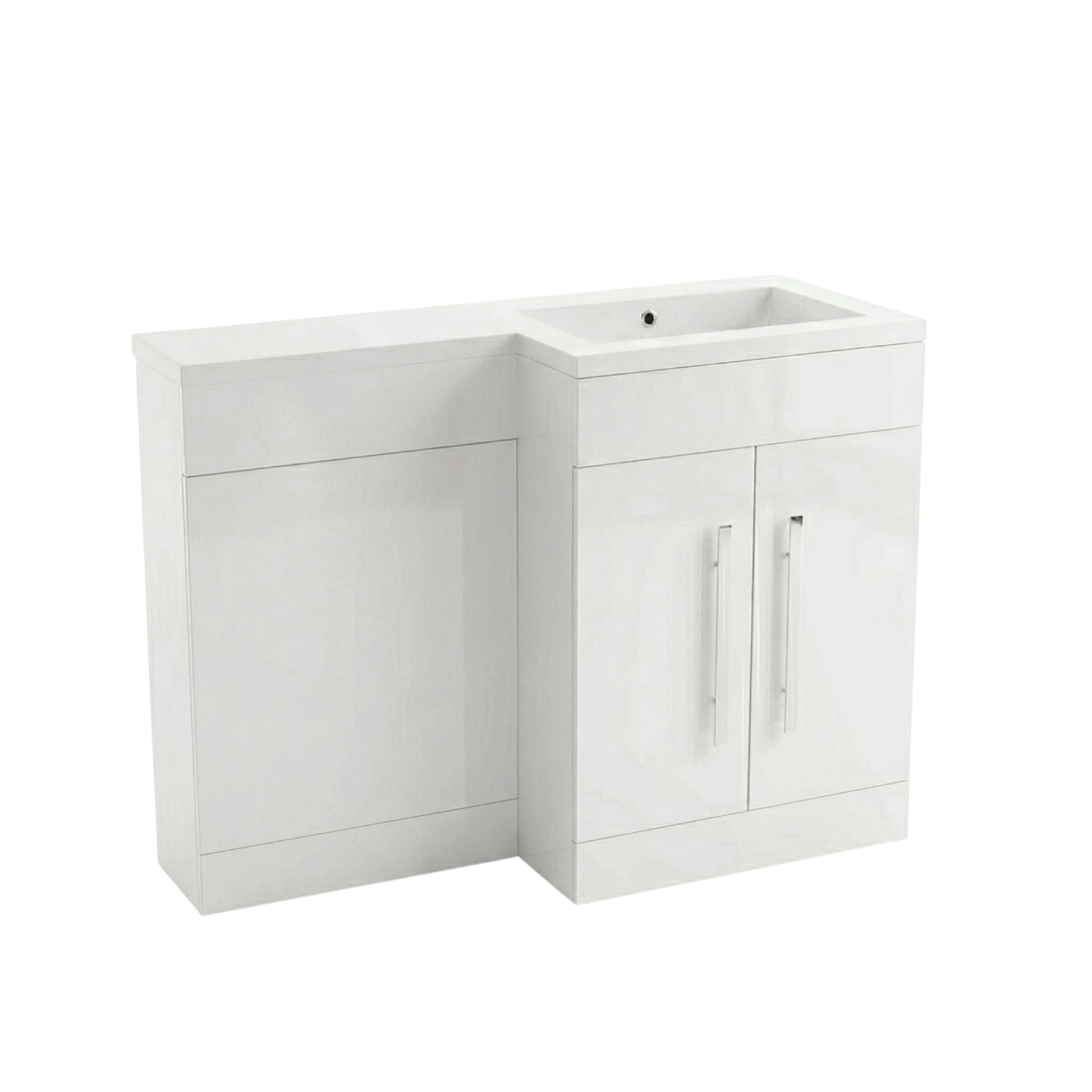 Aric RH 1100mm Vanity Basin Unit, WC Unit & Rimless Back To Wall Toilet White