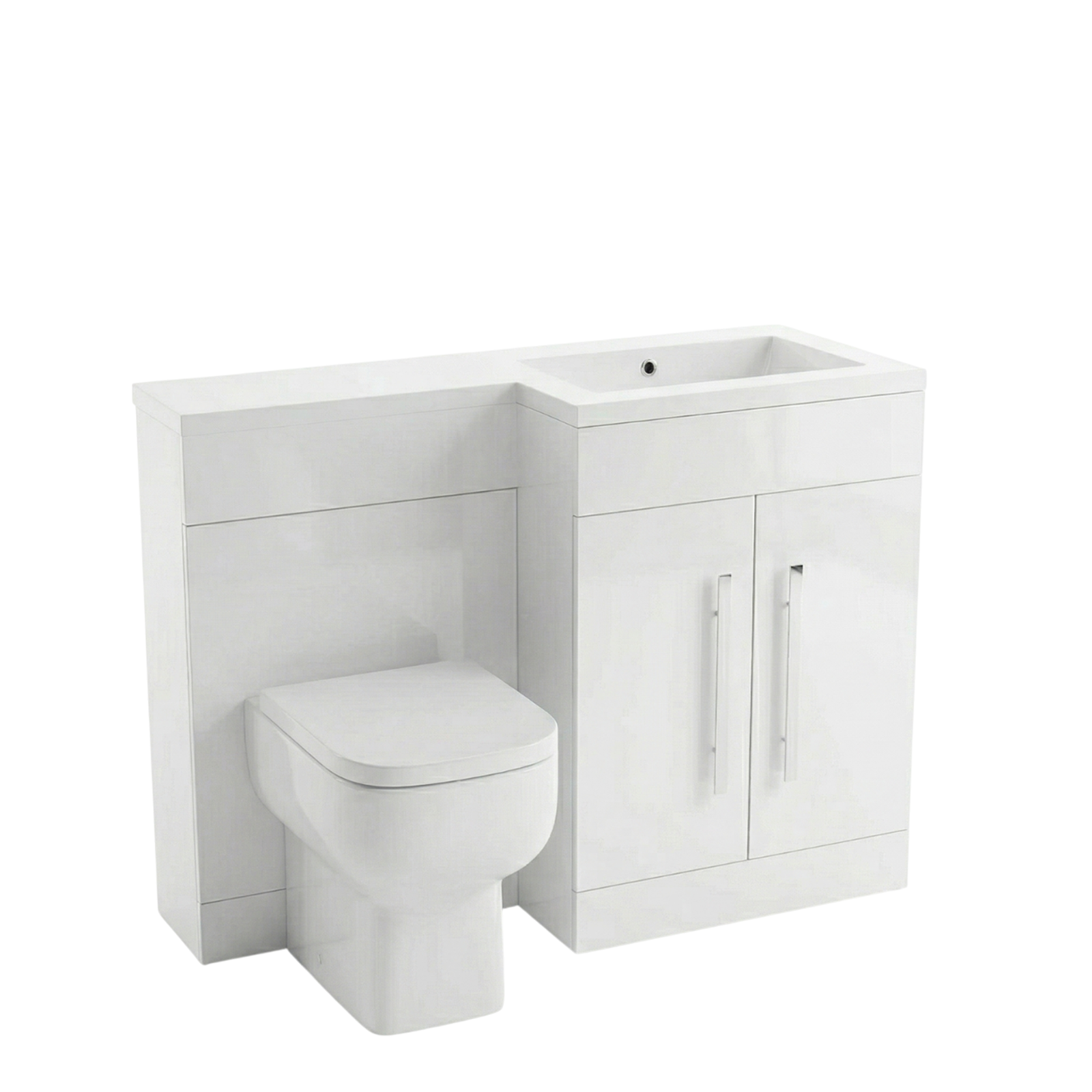 Aric RH 1100mm Vanity Basin Unit, WC Unit & Rimless Back To Wall Toilet White