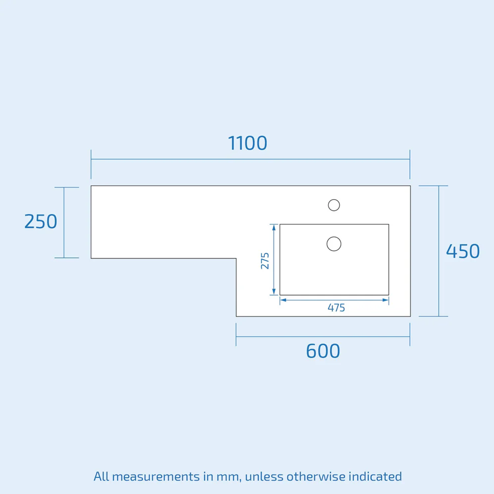 Aric RH 1100mm Vanity Basin Unit, WC Unit & Rimless Back To Wall Toilet White