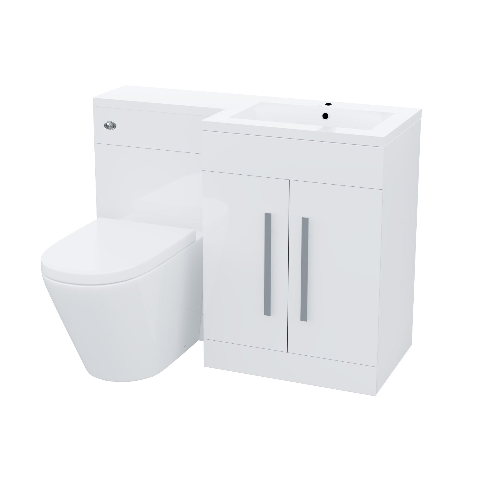 Aric 1100mm Vanity Basin Unit, WC Unit & Ellis Back To Wall Toilet White