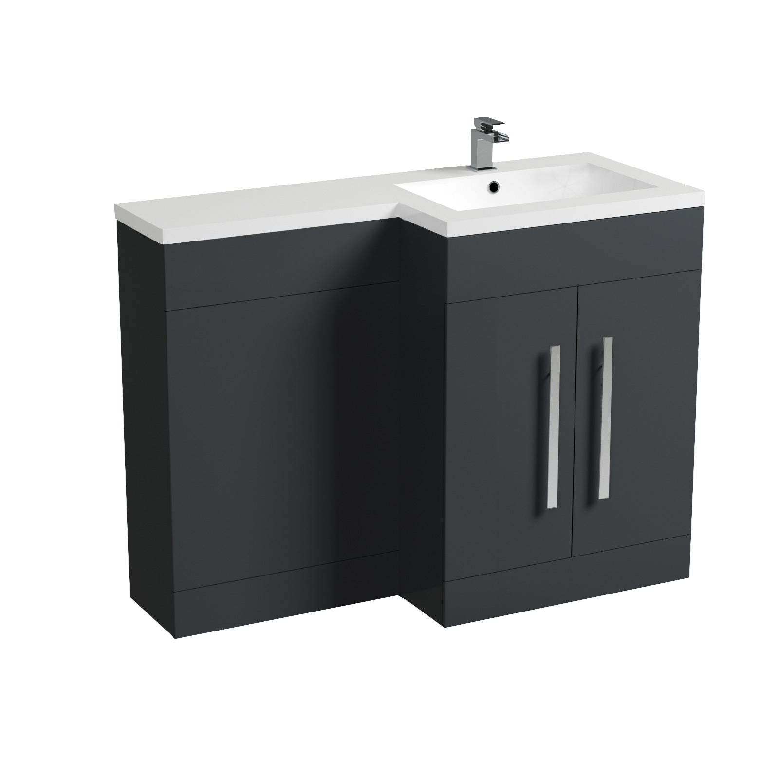 Aric 1100mm RH Freestanding MDF Basin Cabinet Flat Pack - Dark Grey