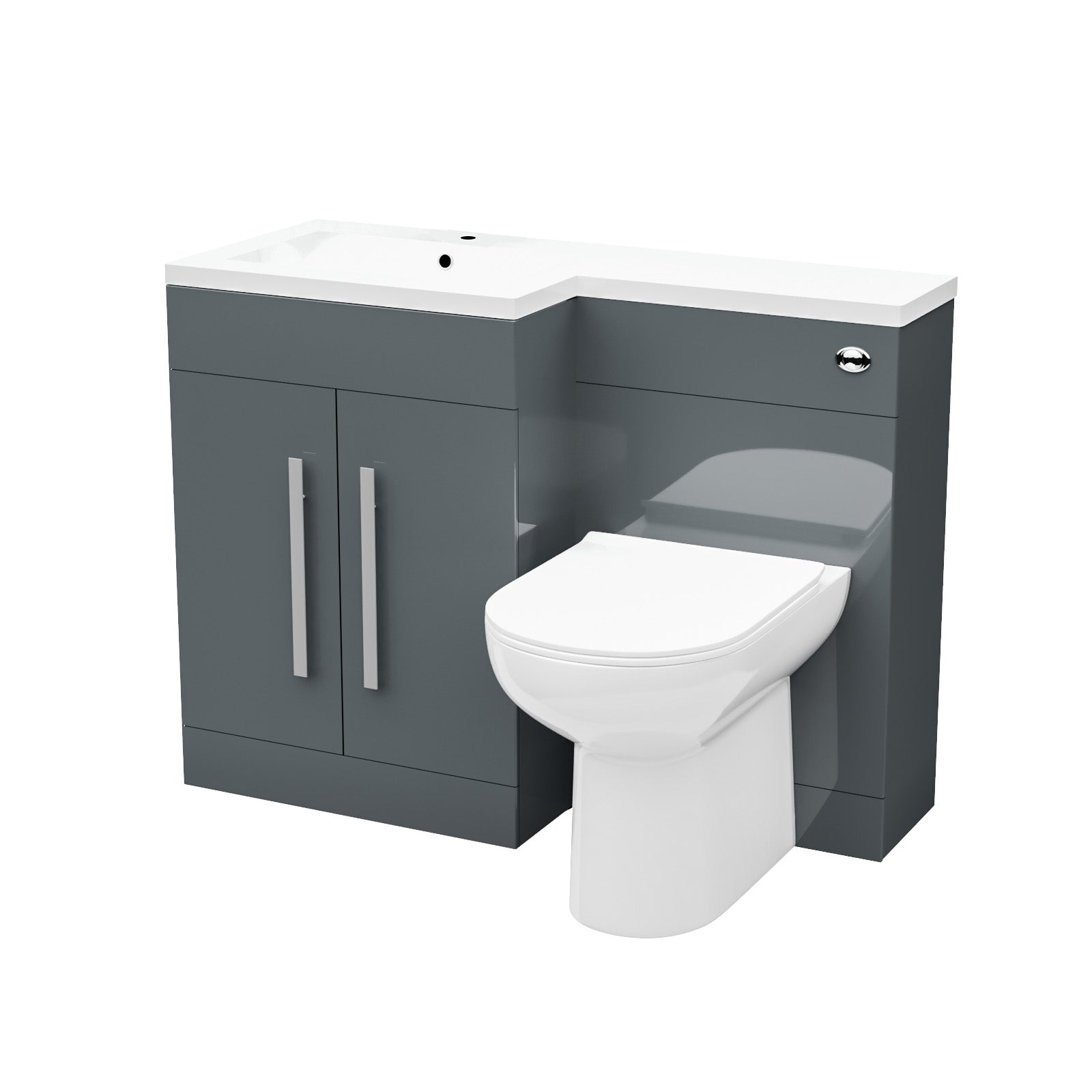 Aric 1100mm LH Freestanding Grey Vanity with BTW Toilet, WC & Basin