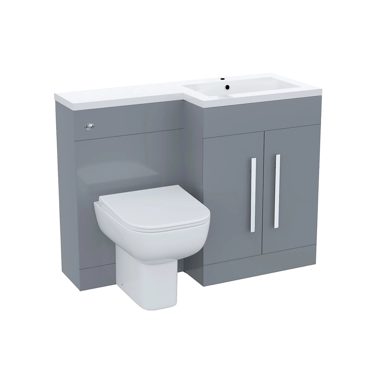 Aric Modern Grey Gloss RH Vanity Cabinet Basin Sink 1100mm and BTW Toilet