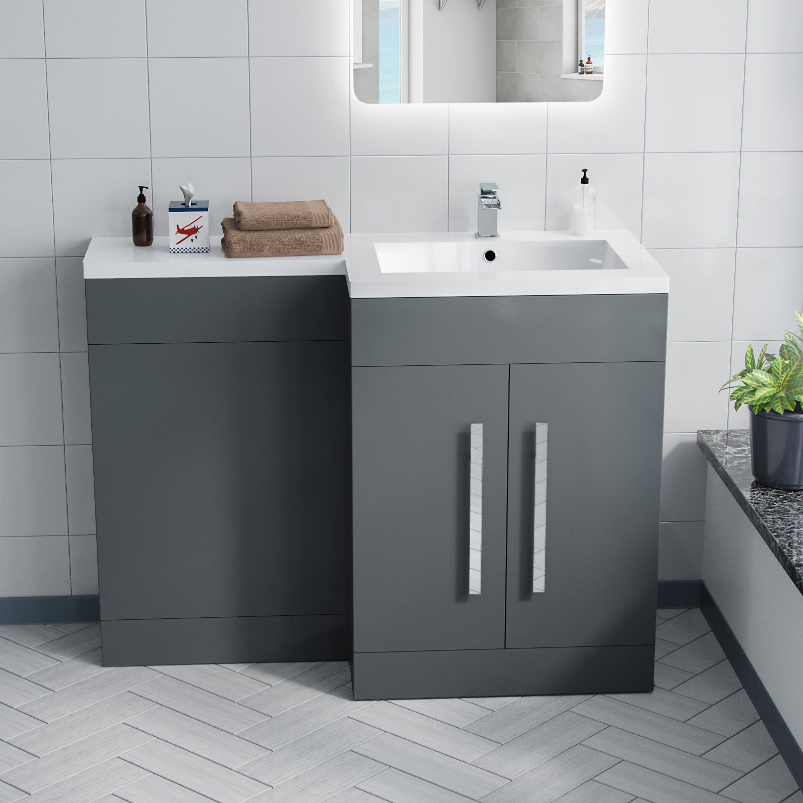 Aric 1100mm Grey Bathroom Basin Combination Vanity Unit