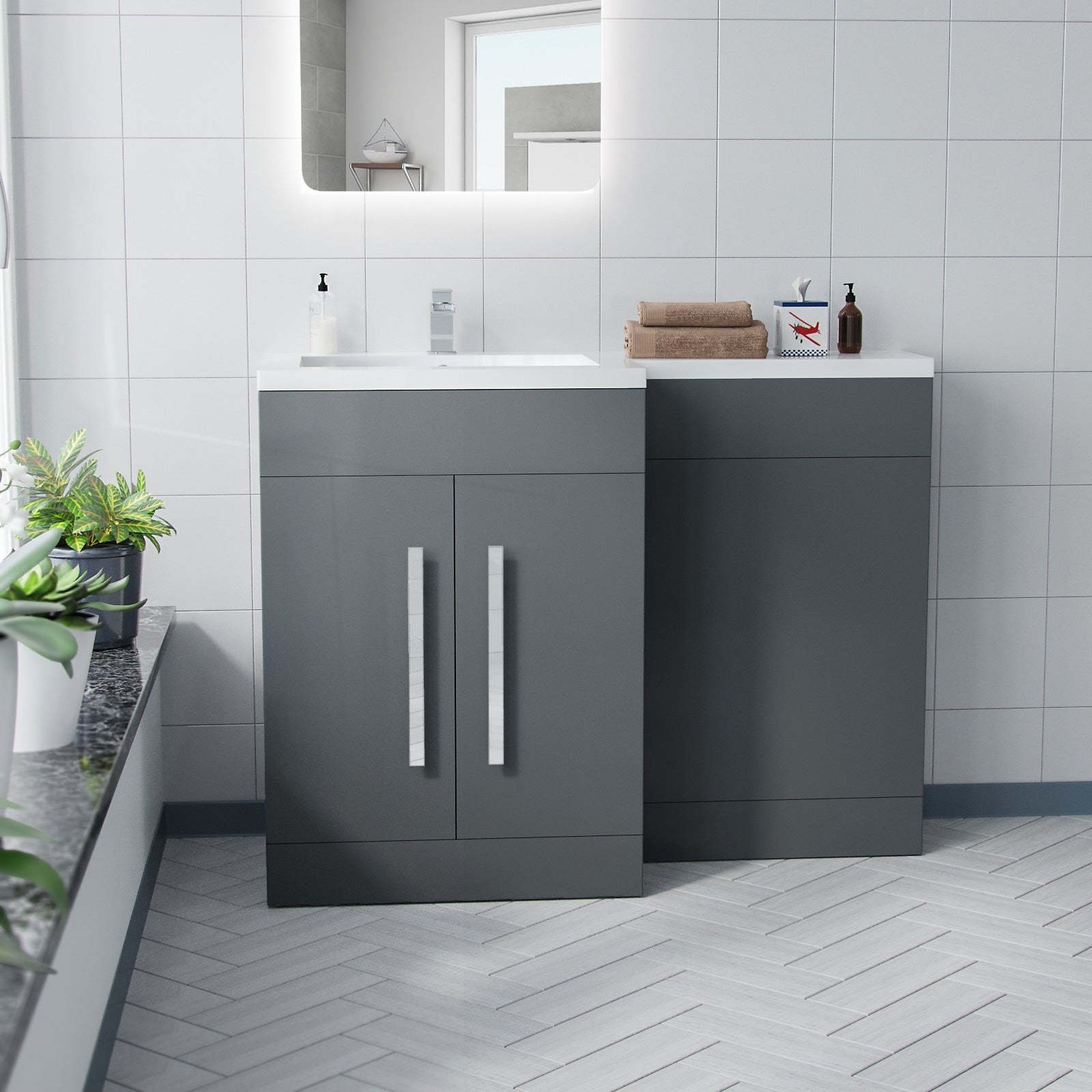 Aric 1100mm Grey Bathroom Basin Combination Vanity Unit