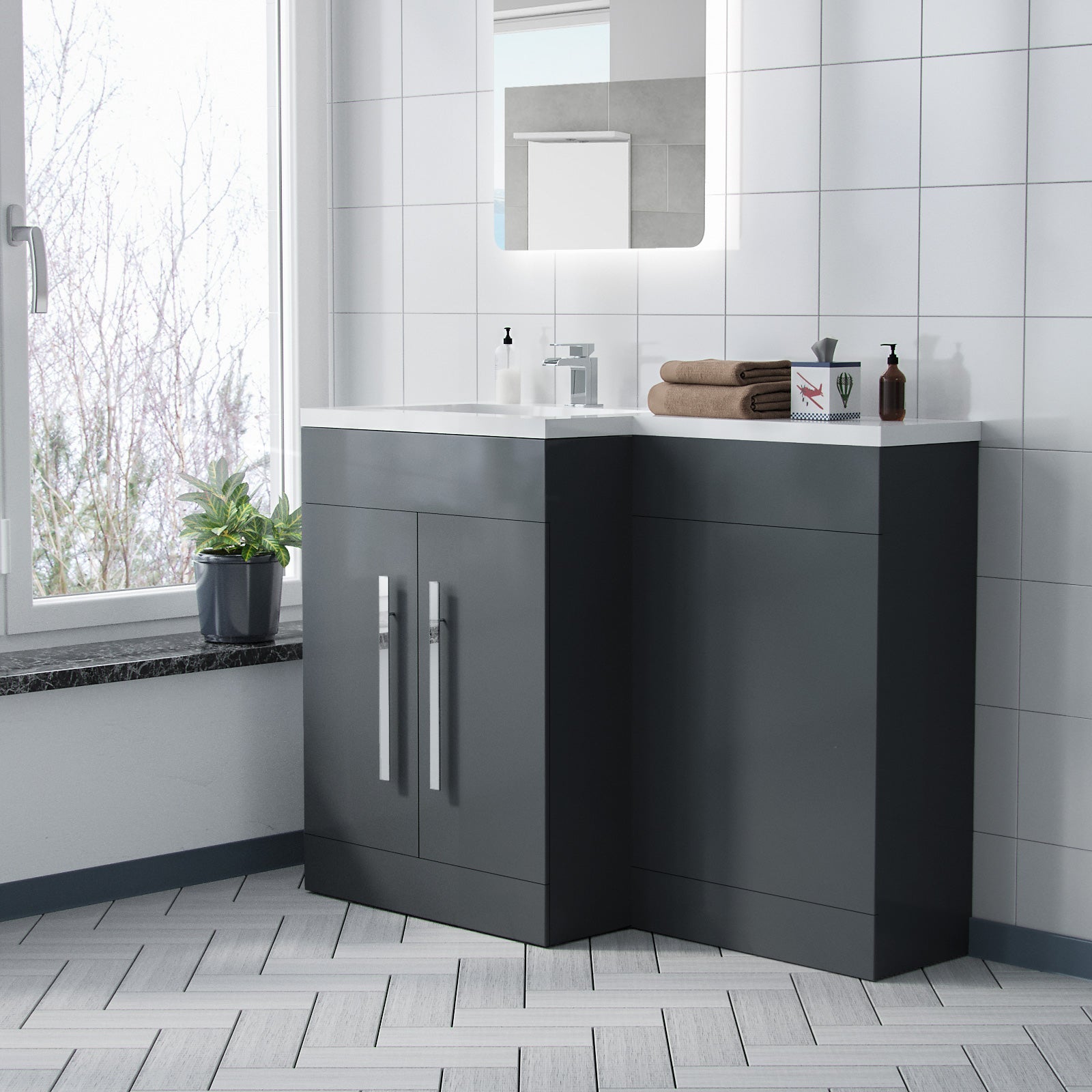 Aric 1100mm Grey Bathroom Basin Combination Vanity Unit