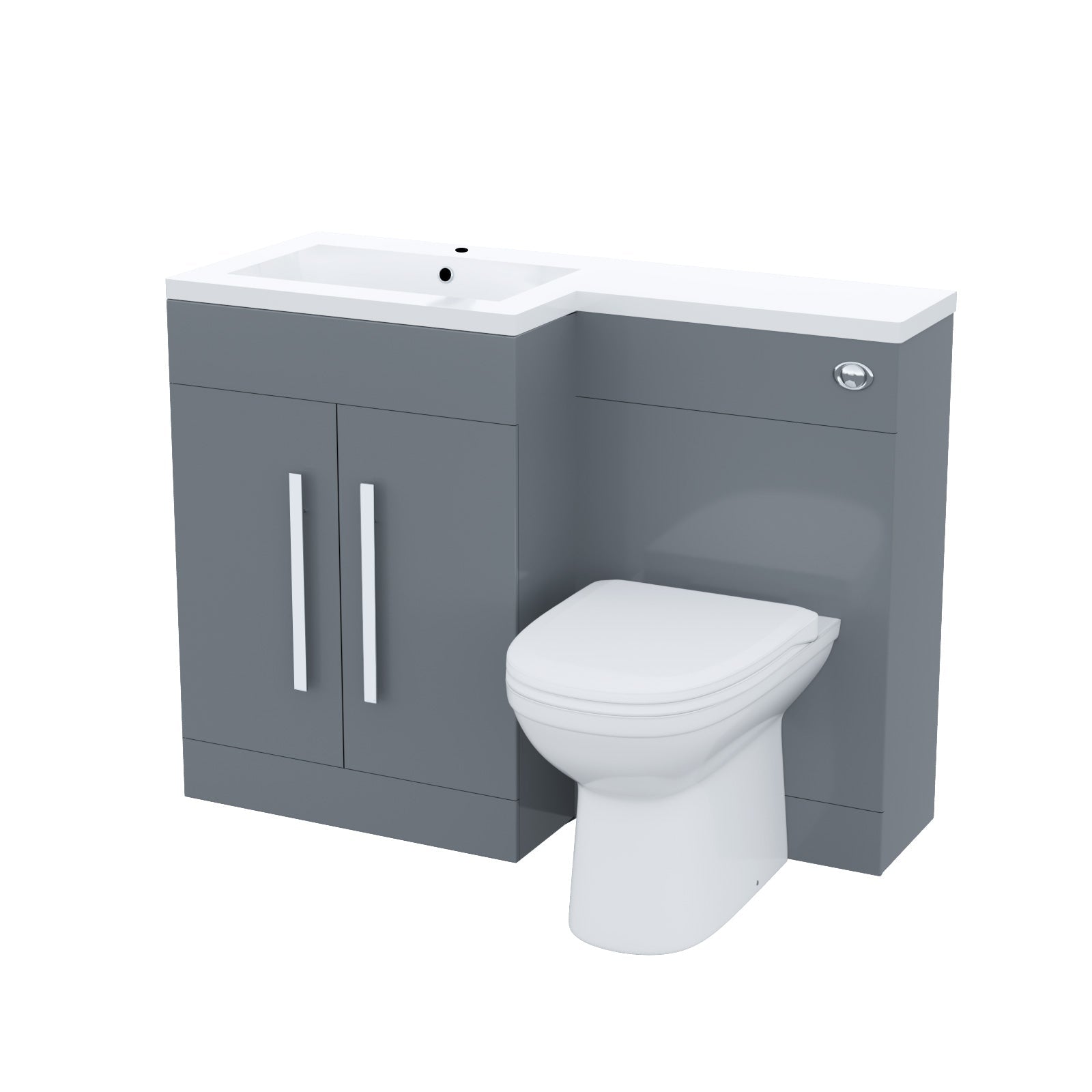 Aric 1100mm Vanity Basin Unit, WC Unit & Elso Back To Wall Toilet Grey
