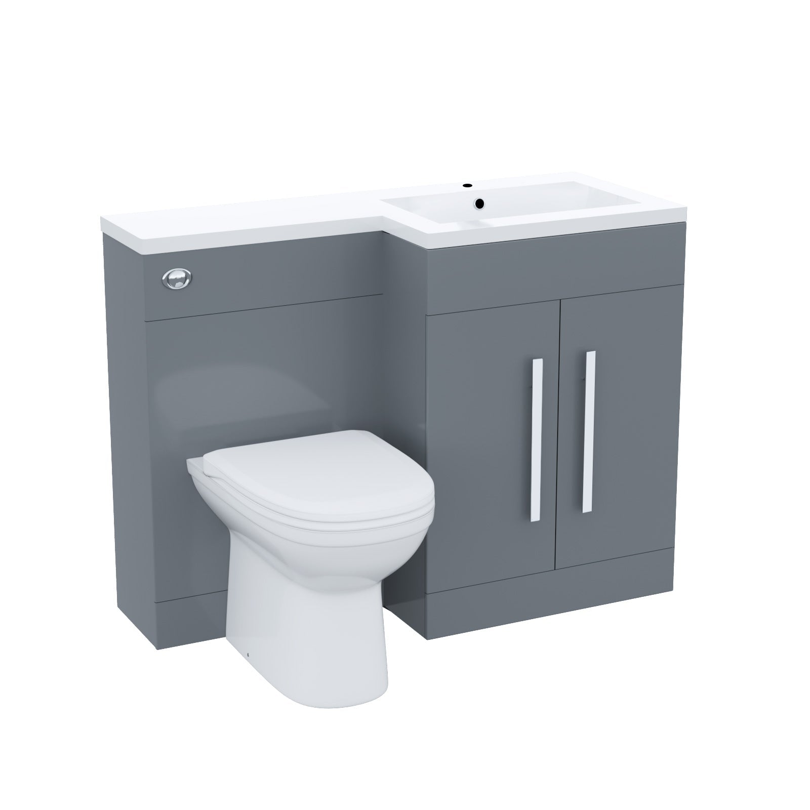 Aric 1100mm Vanity Basin Unit, WC Unit & Elso Back To Wall Toilet Grey