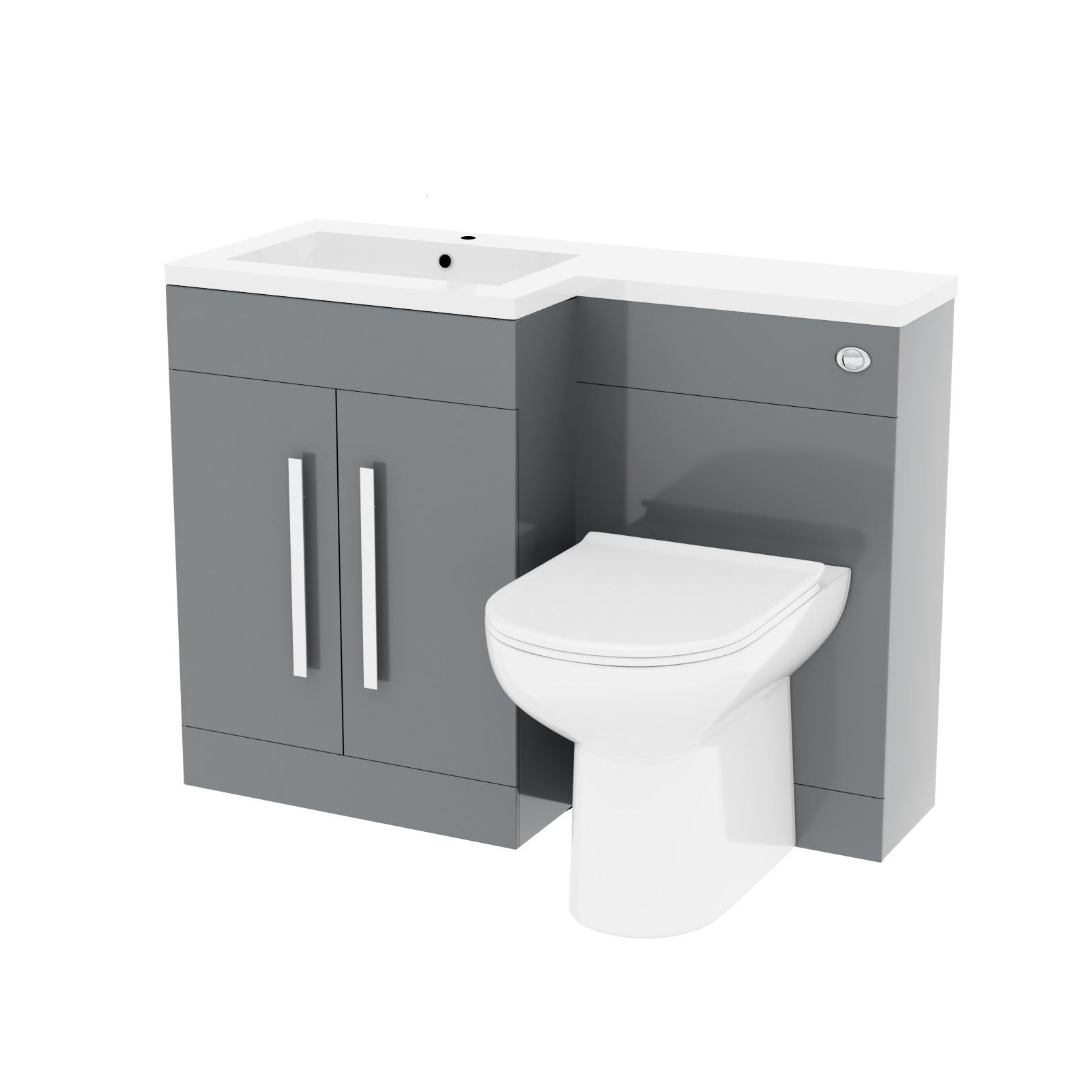 Aric 1100mm Freestanding Grey Vanity with BTW Toilet, WC & Basin