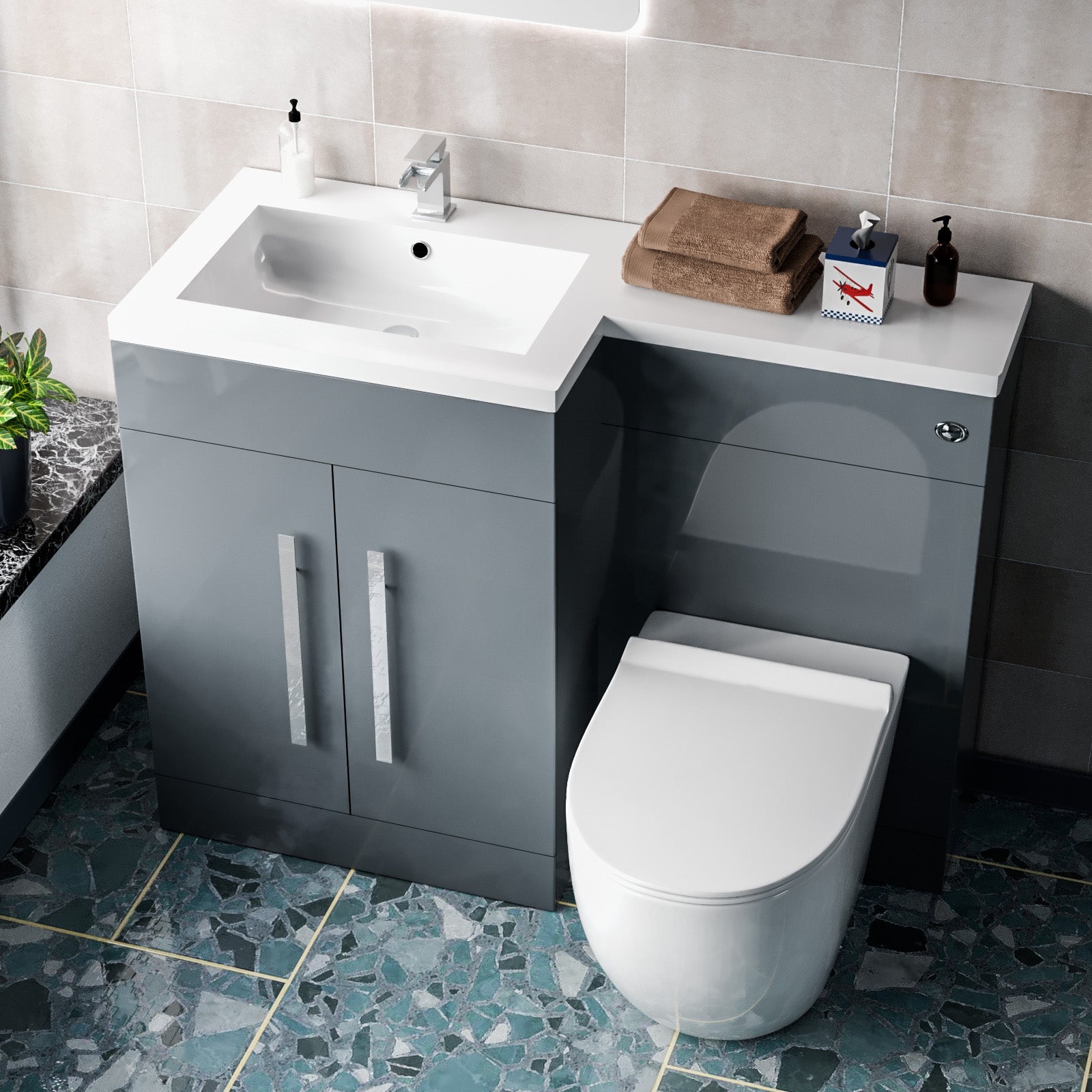 Aric Rimless Back to Wall Round Toilet Pan with Soft Close Seat