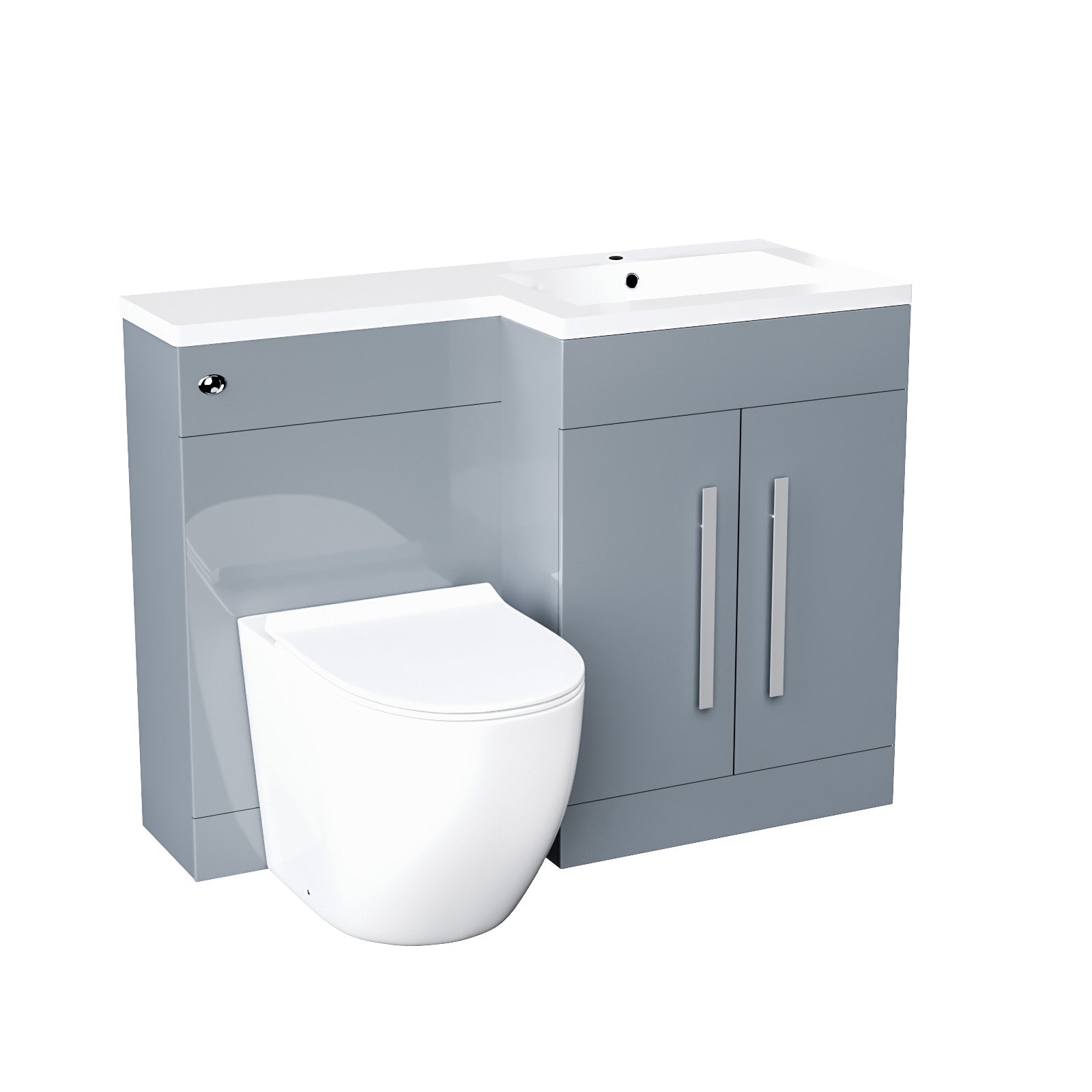 Aric Freestanding Grey Right Hand 1100mm Vanity with BTW Toilet, WC & Basin