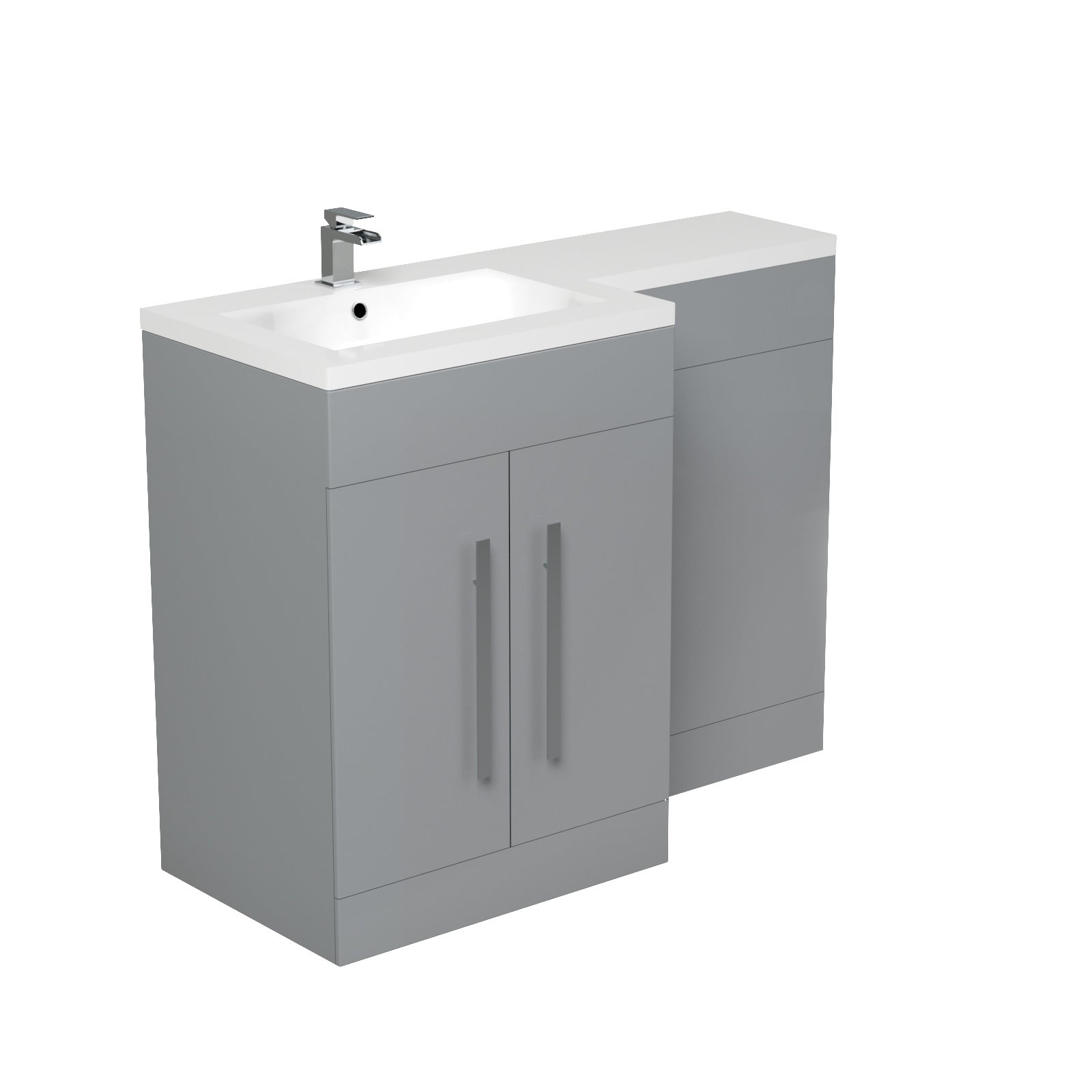 Aric 1100mm Grey LH Freestanding Vanity WC Unit with Basin Flat Pack