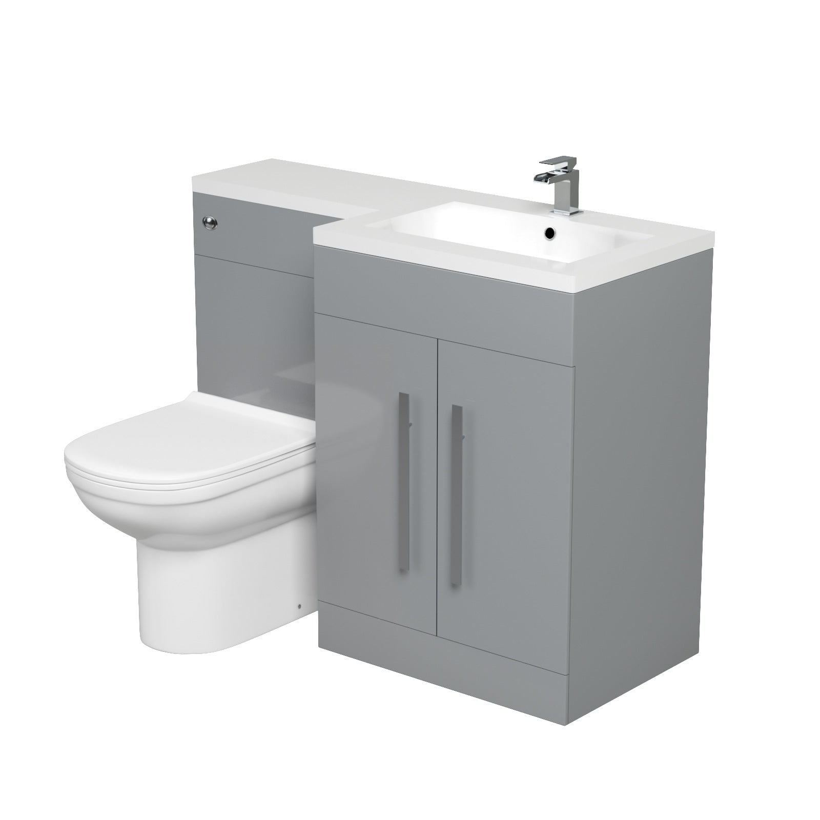 Aric 1100mm Vanity Basin Unit, WC Unit & Elso Back To Wall Toilet Grey