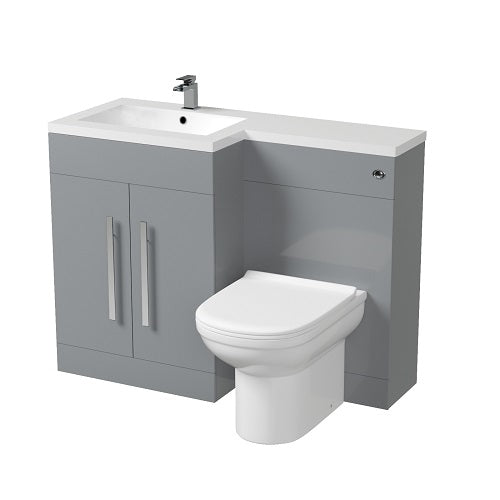 Aric 1100mm Vanity Basin Unit, WC Unit & Elso Back To Wall Toilet Grey
