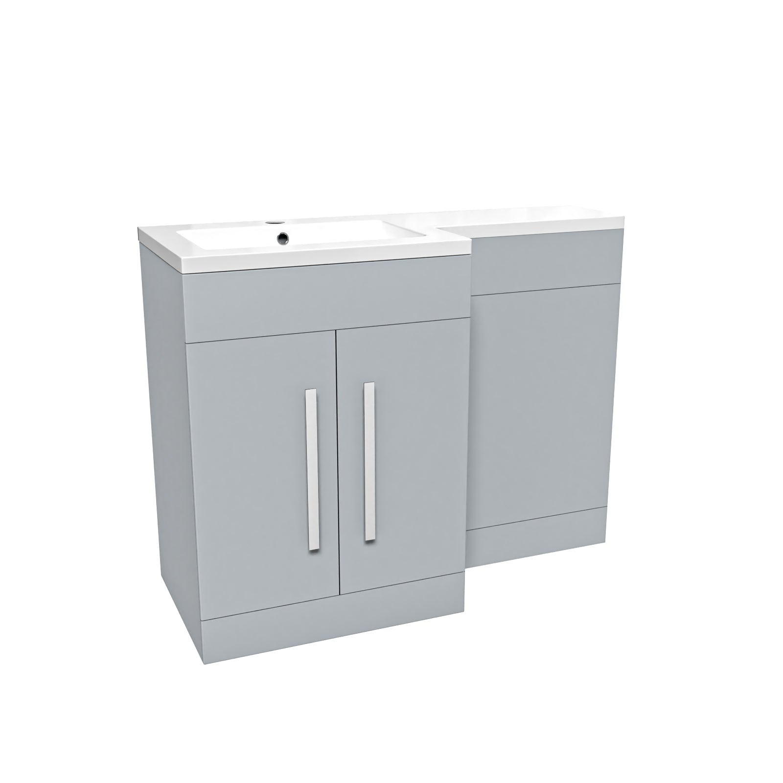 Aric 1100mm Matte Grey LH Freestanding Vanity WC Unit with Basin Flat Pack