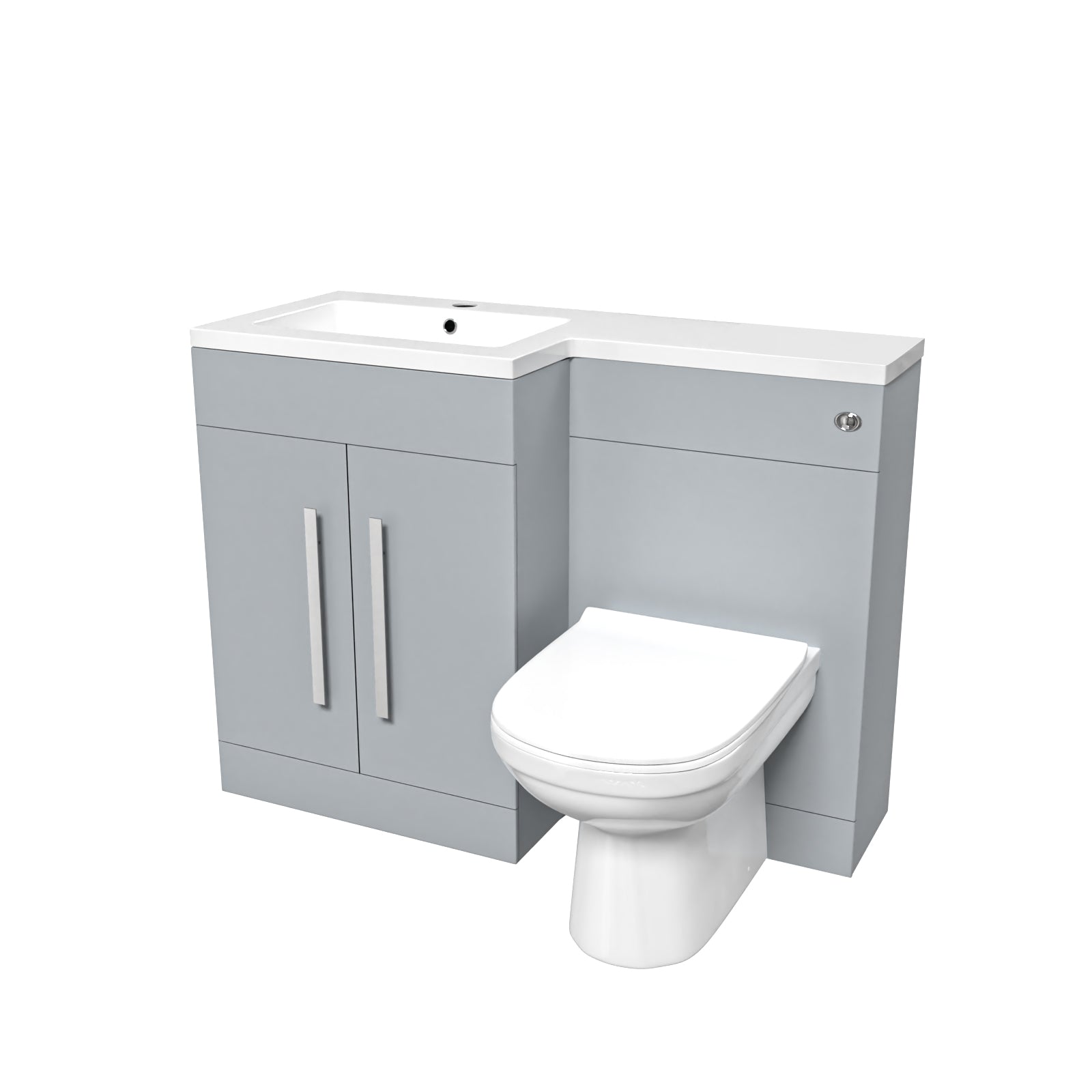 Aric 1100mm Matte Grey LH Vanity WC Unit & Modern BTW Toilet Flat Pack