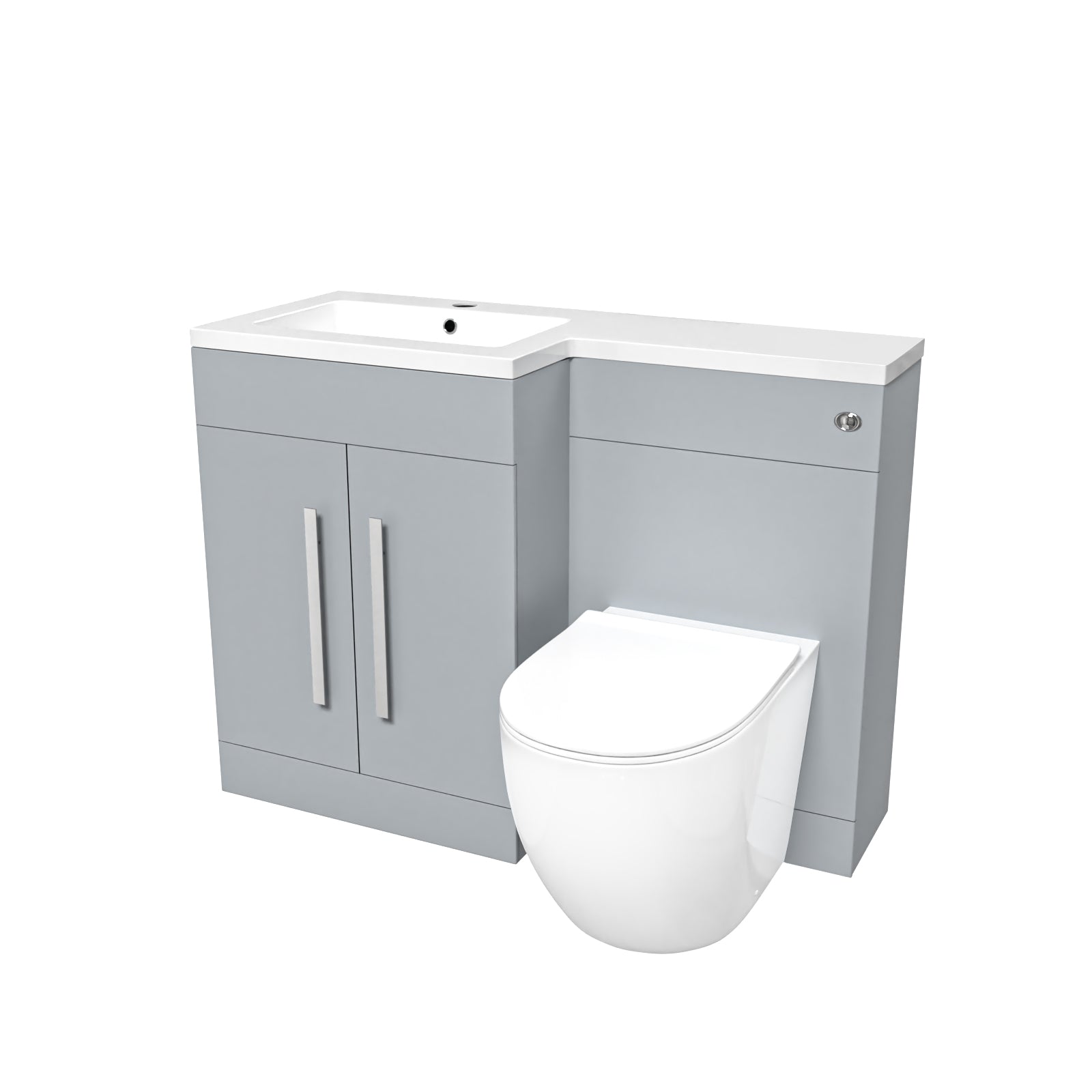 Aric Matte Grey 1100mm LH Basin Vanity Cabinet & BTW Modern Curved Toilet Flat Pack
