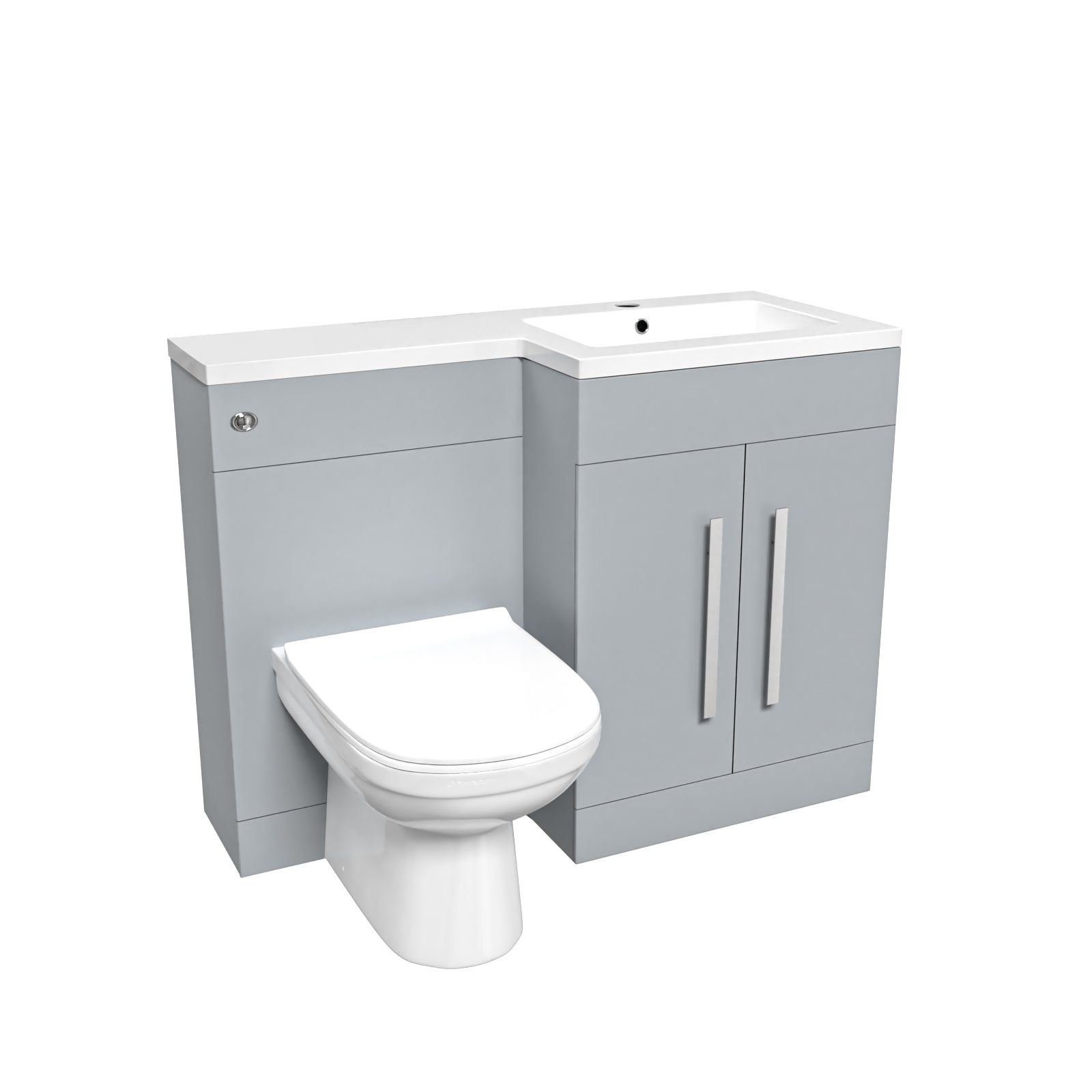 Aric 1100mm Matte Grey RH Vanity WC Unit & Modern BTW Toilet Flat Pack