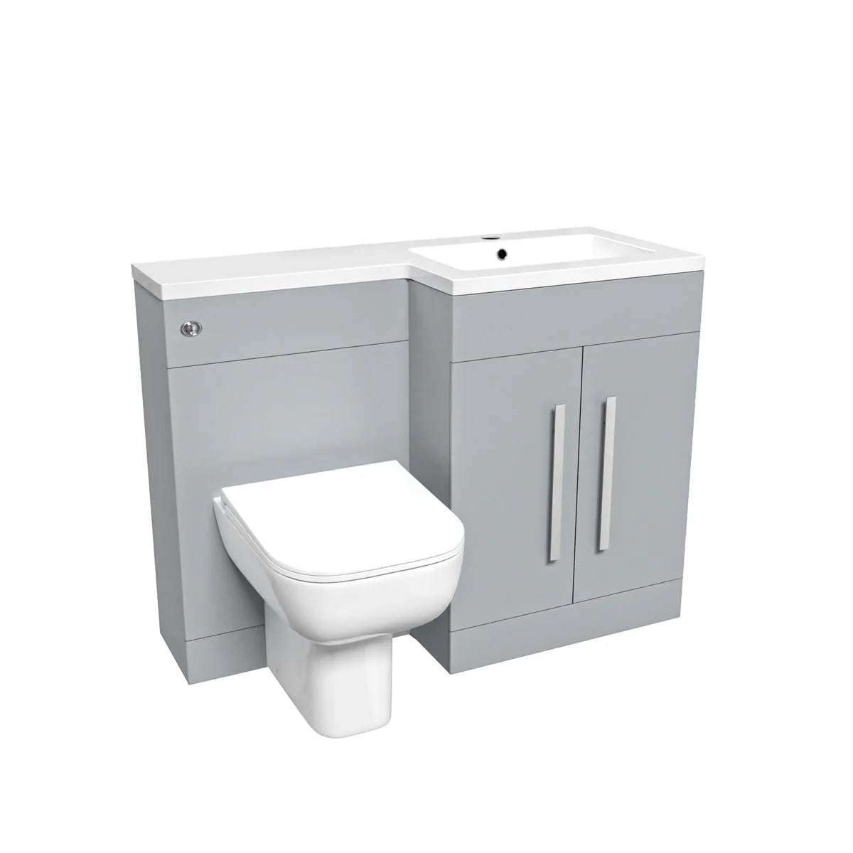Aric 1100mm Matte Grey RH Vanity Cabinet Basin Sink & Rimless Back To Wall WC Toilet