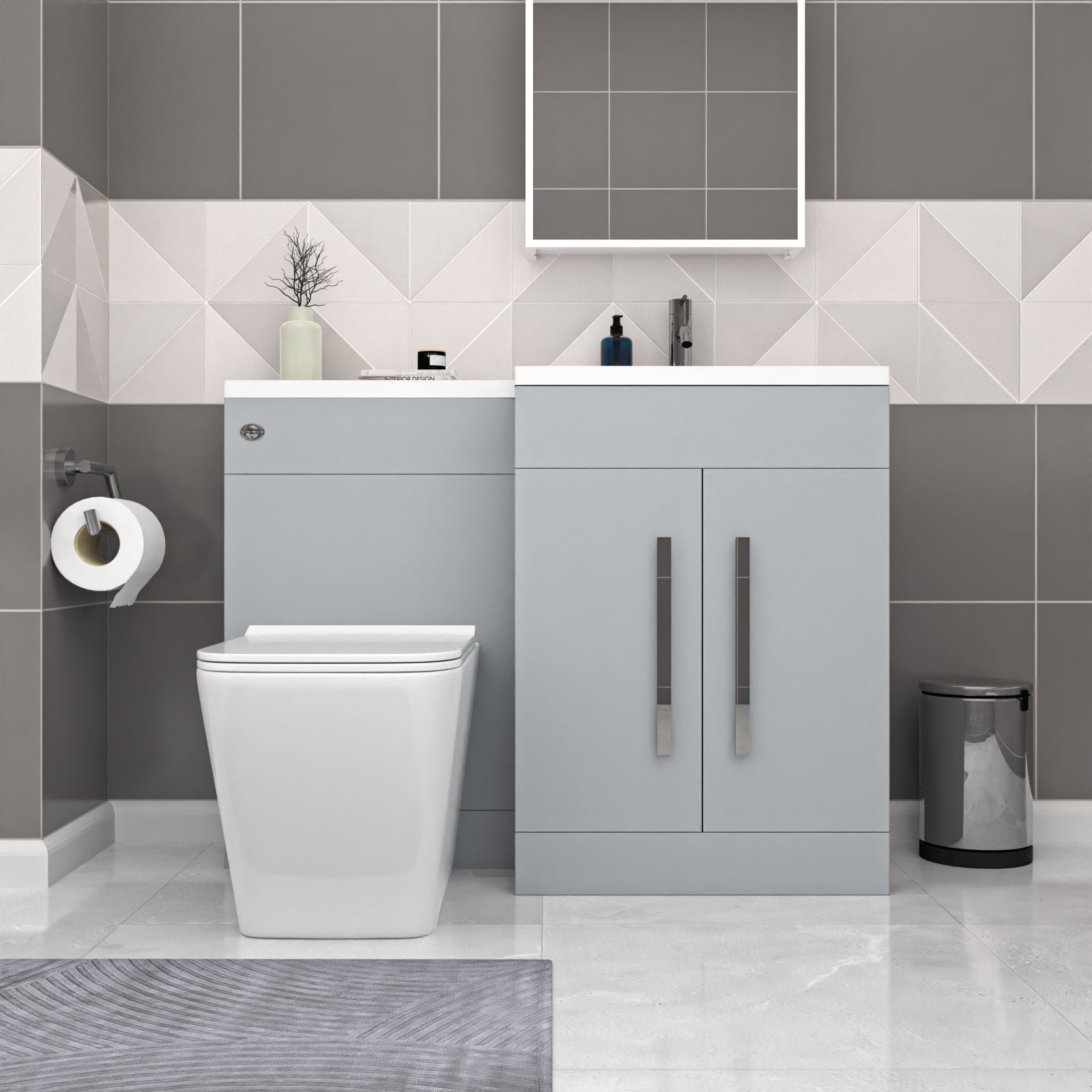 Aric Matte Grey 1100mm RH Basin Sink Vanity Cabinet & BTW Toilet Flat Pack