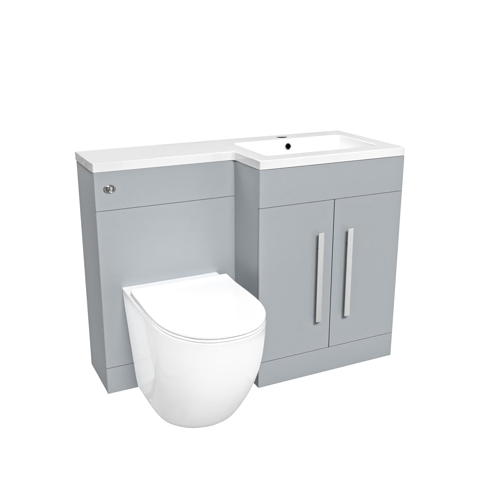 Aric Matte Grey 1100mm RH Basin Vanity Cabinet & BTW Modern Curved Toilet Flat Pack