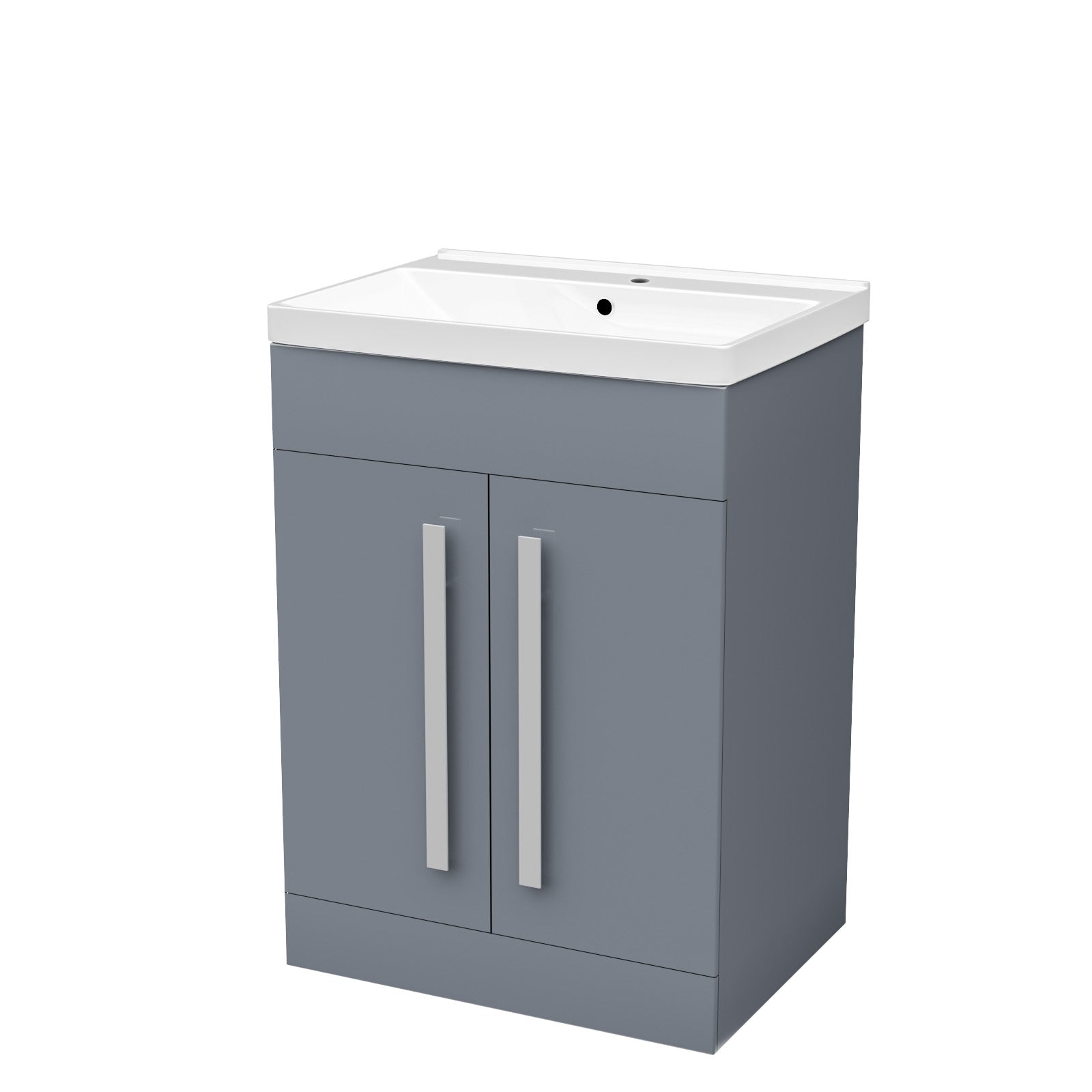 Aric Grey 600mm Gloss Bathroom Basin Sink Cabinet & Ceramic Basin Flat Pack