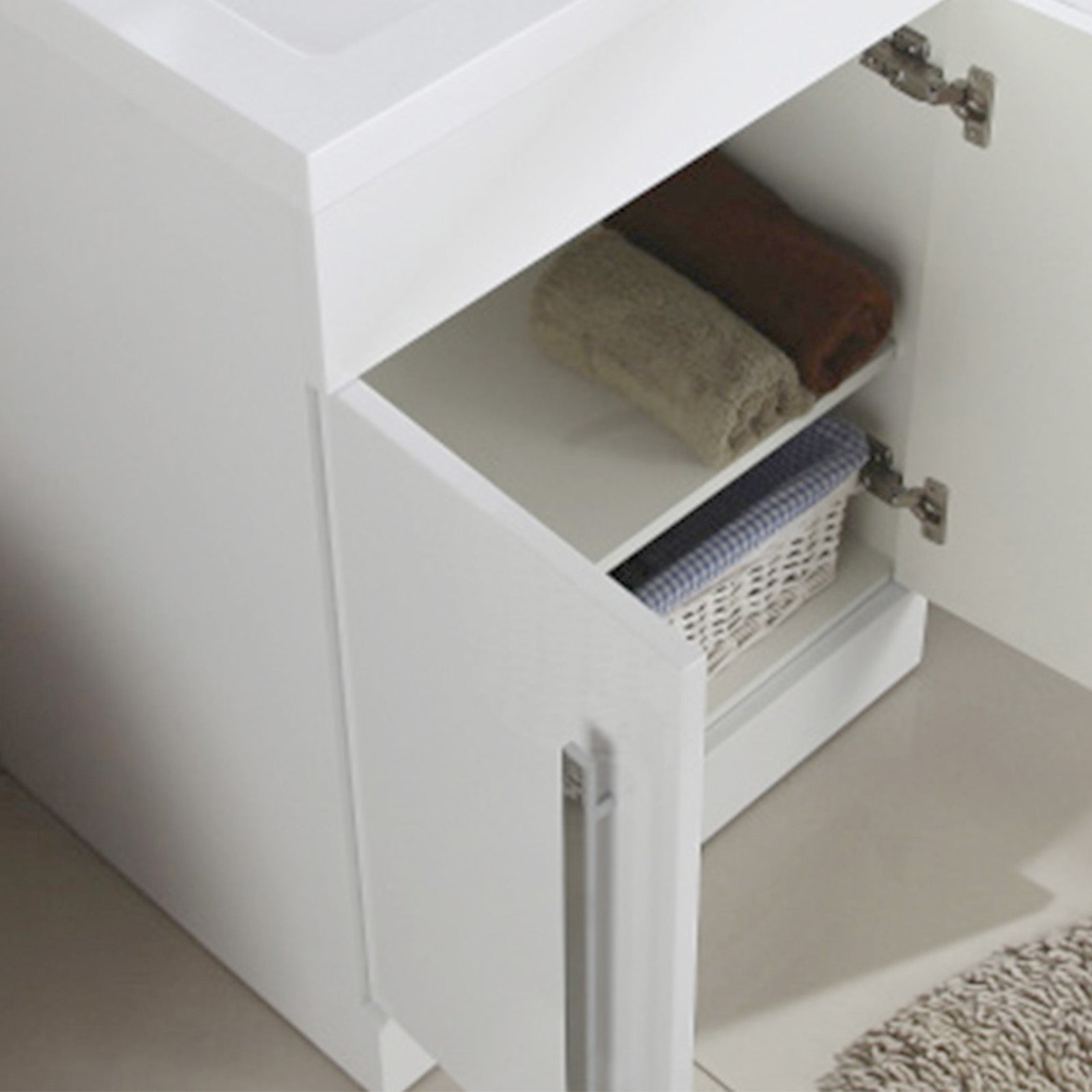 Aric White 600mm Gloss Bathroom Basin Sink Cabinet & Ceramic Basin Flat Pack
